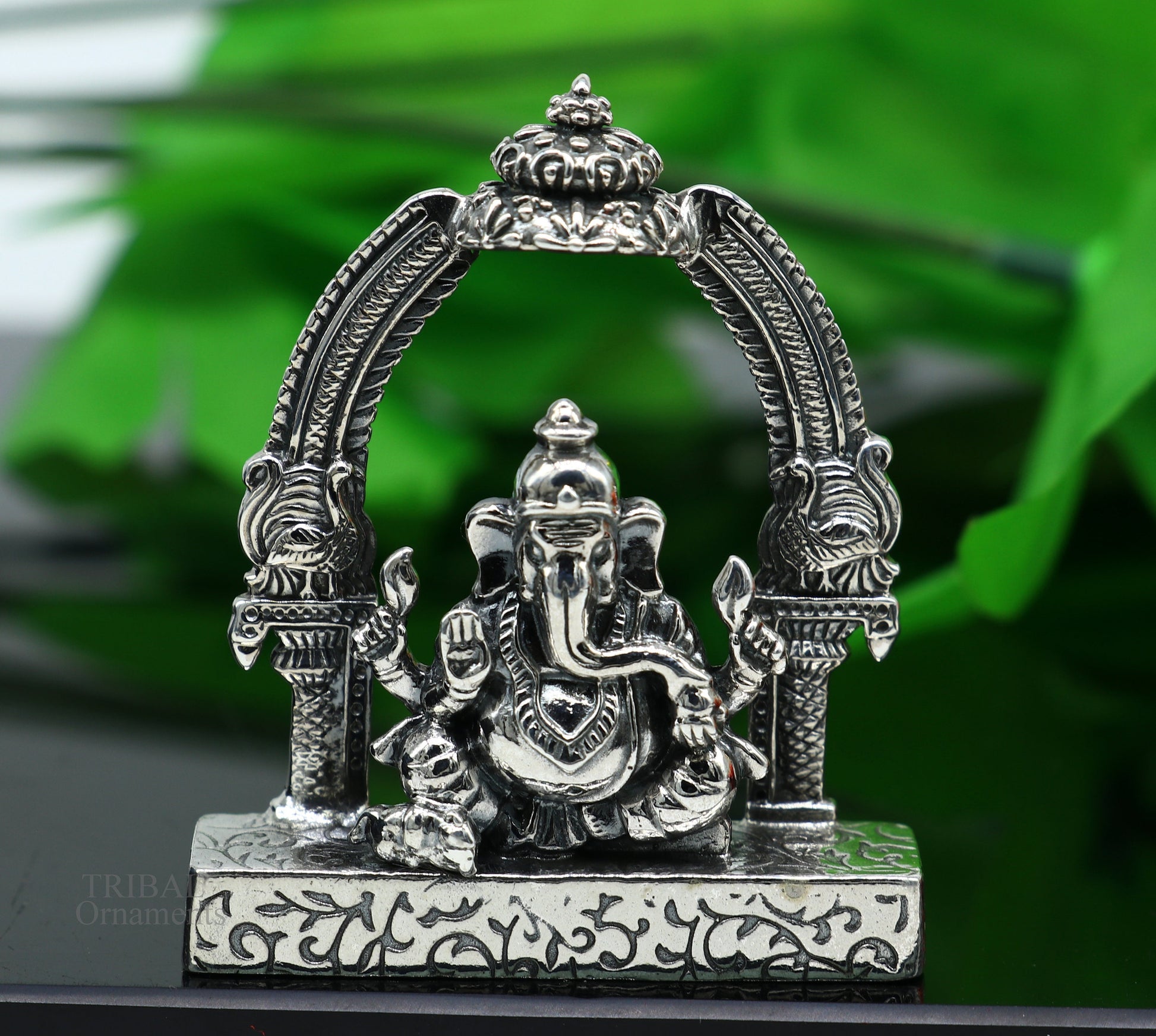 925 Sterling silver Lord Ganesh Idol, Pooja Articles, Silver Idols Figurine, handcrafted Lord Ganesh statue sculpture Diwali puja gift su229 - TRIBAL ORNAMENTS