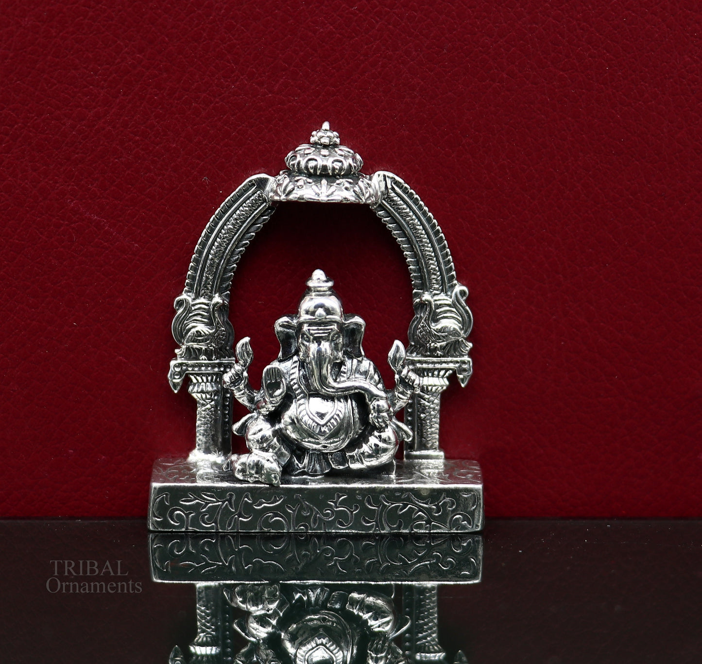 925 Sterling silver Lord Ganesh Idol, Pooja Articles, Silver Idols Figurine, handcrafted Lord Ganesh statue sculpture Diwali puja gift su229 - TRIBAL ORNAMENTS