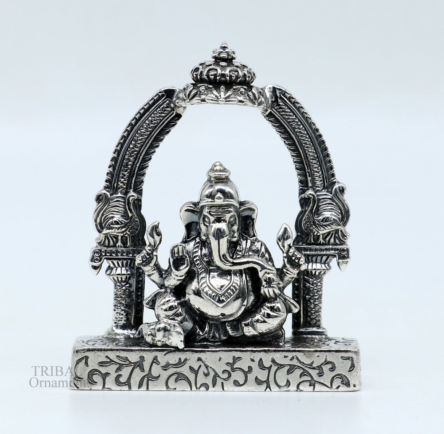 925 Sterling silver Lord Ganesh Idol, Pooja Articles, Silver Idols Figurine, handcrafted Lord Ganesh statue sculpture Diwali puja gift su229 - TRIBAL ORNAMENTS
