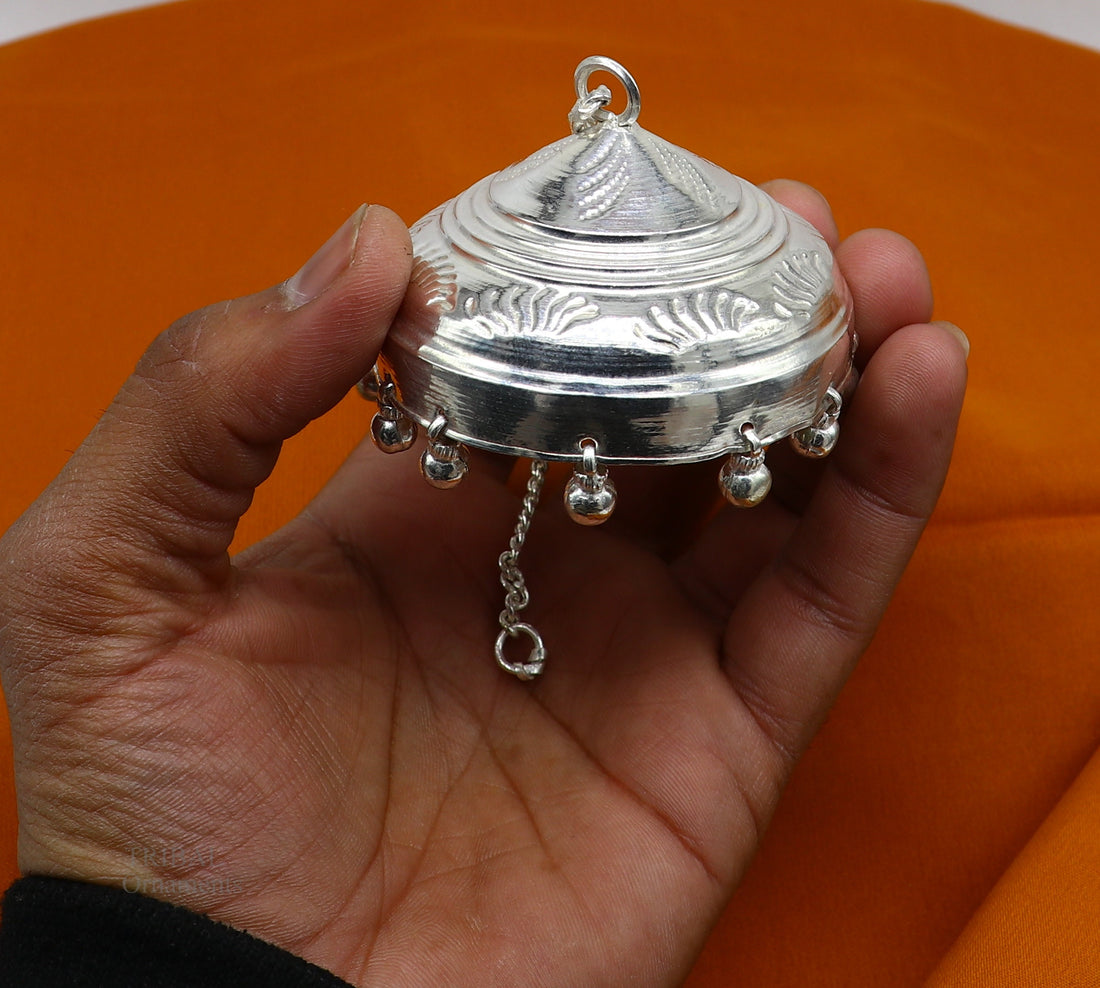 Solid Silver idol's chattar or chhatra, silver umbrella god temple art, hand craved Solid silver temple article, temple utensils su630 - TRIBAL ORNAMENTS