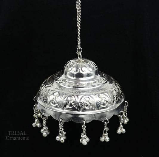 Solid Silver god chattar or chhatra, silver umbrella god temple art, hand craved sterling silver temple article, temple utensils su632 - TRIBAL ORNAMENTS
