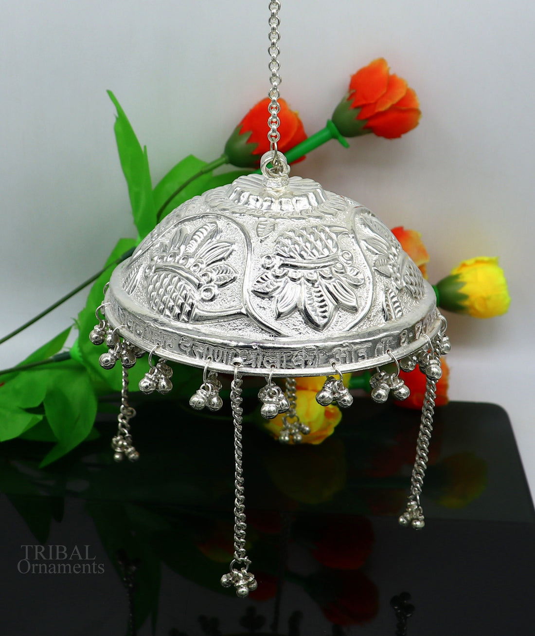 Handmade Solid Silver nakshi work chattar or chhatra, silver umbrella god temple art, sterling silver article, temple utensils su635 - TRIBAL ORNAMENTS