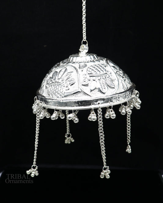 Handmade Solid Silver nakshi work chattar or chhatra, silver umbrella god temple art, sterling silver article, temple utensils su635 - TRIBAL ORNAMENTS