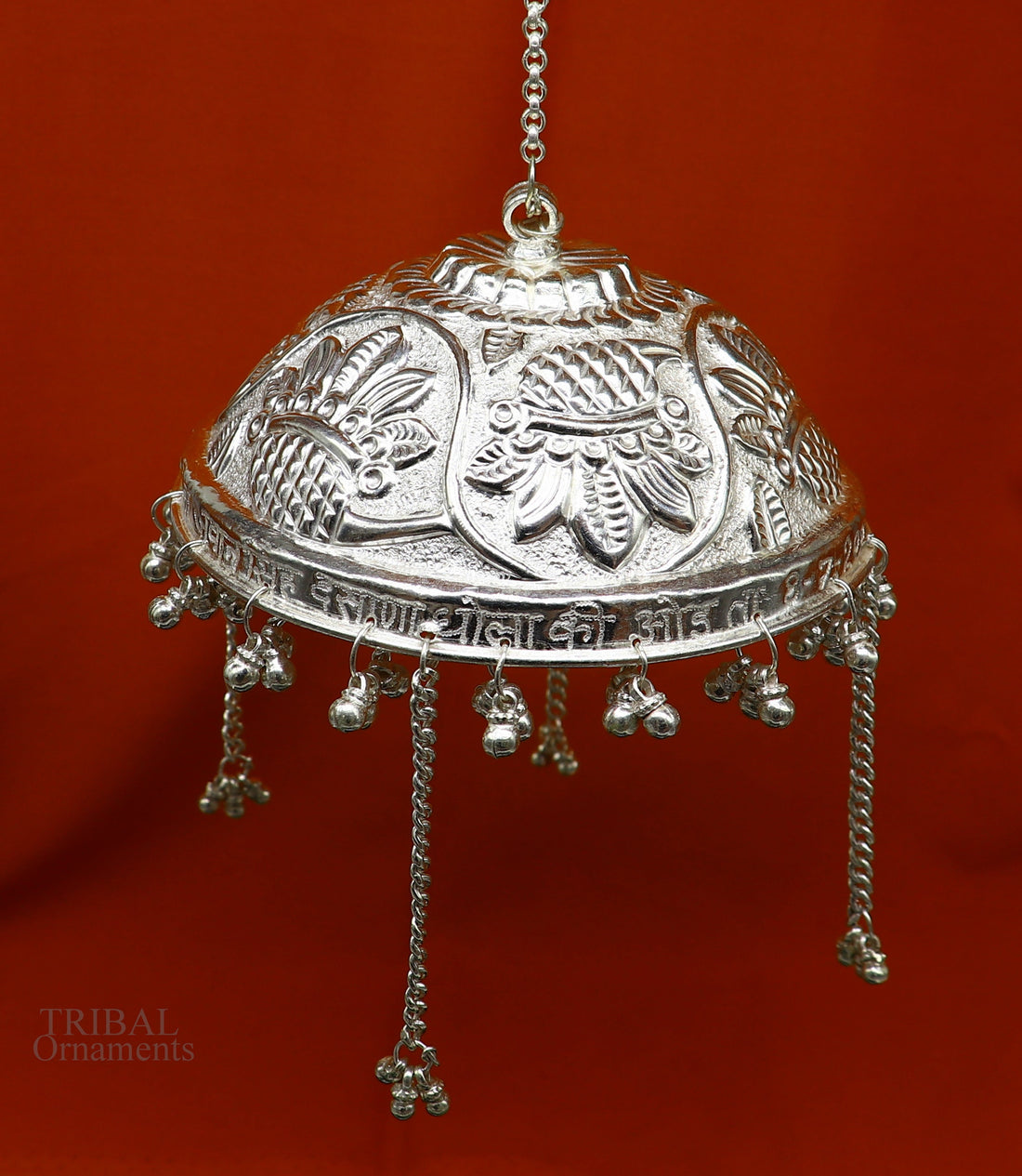 Handmade Solid Silver nakshi work chattar or chhatra, silver umbrella god temple art, sterling silver article, temple utensils su635 - TRIBAL ORNAMENTS