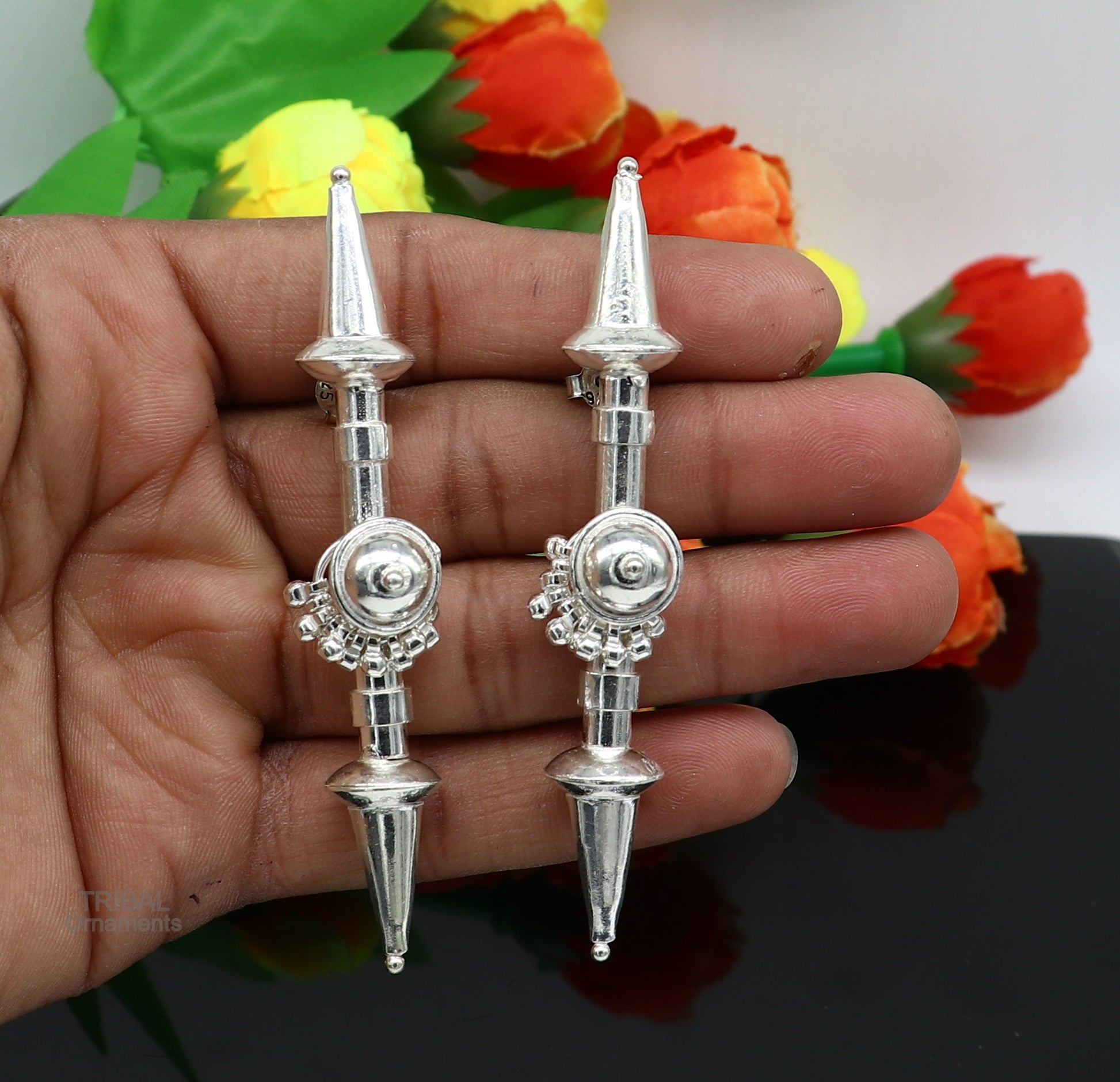 925 sterling silver handmade traditional stylish wedding brides stud earring best gifting customized ethnic style tribal jewelry s1007 - TRIBAL ORNAMENTS