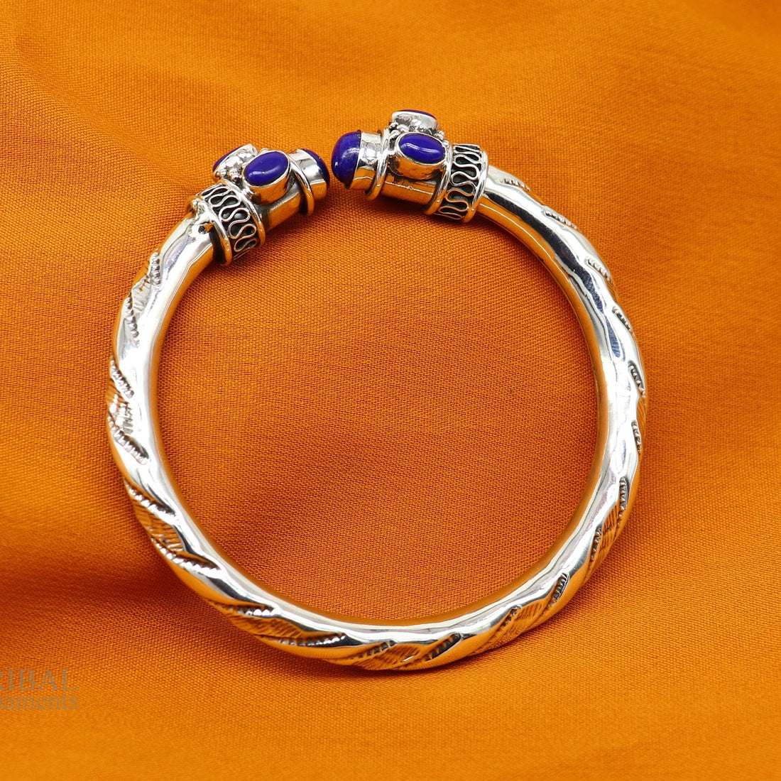 925 sterling silver vintage traditional style stone jadau handmade bangle bracelet kada unisex jewelry best gift from india nsk410 - TRIBAL ORNAMENTS