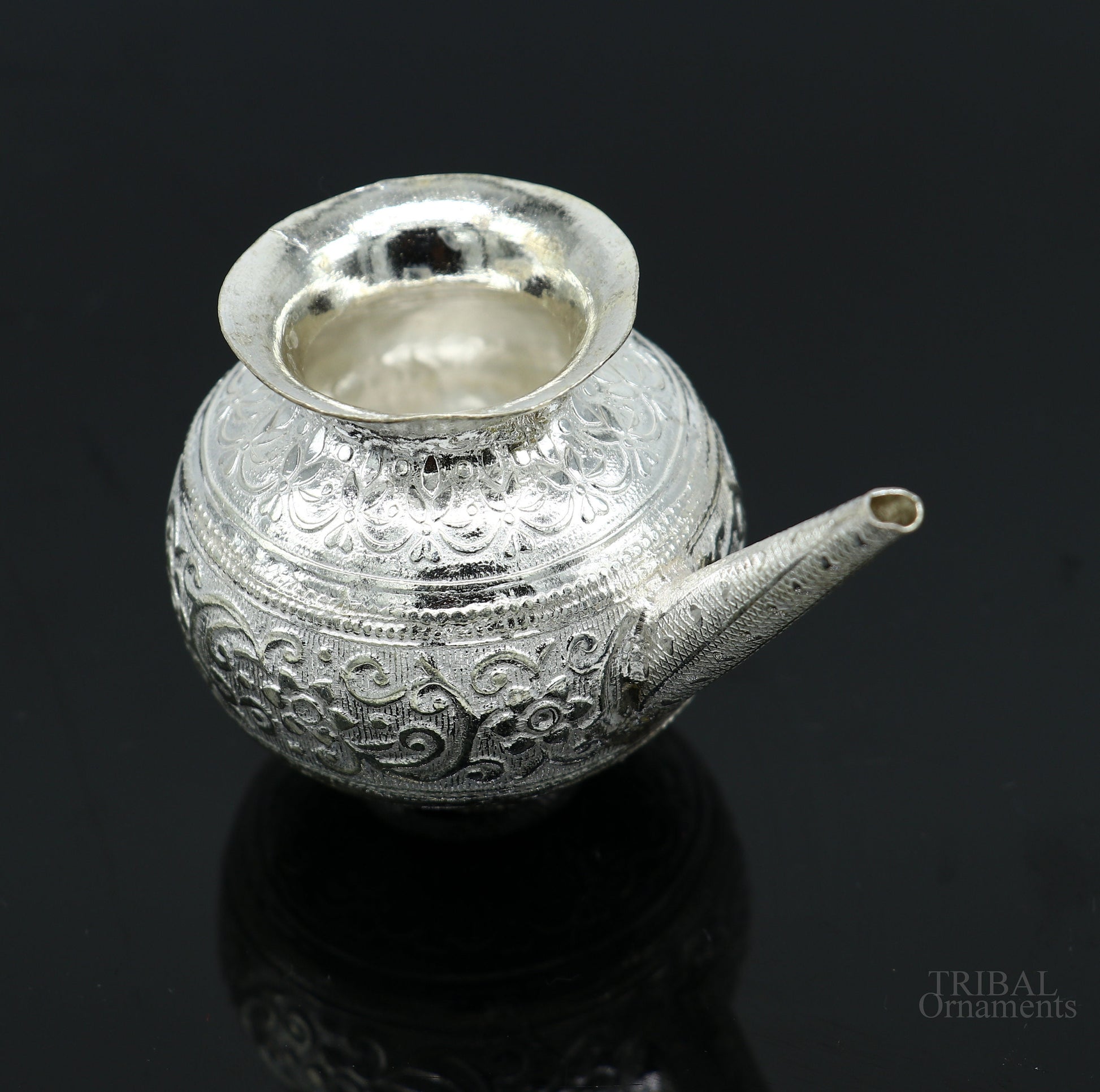 Solid sterling silver handmade SHiva Kalash jalabhishek pot unique silver puja article, water or milk shiva Abhishek kalash pot su610 - TRIBAL ORNAMENTS