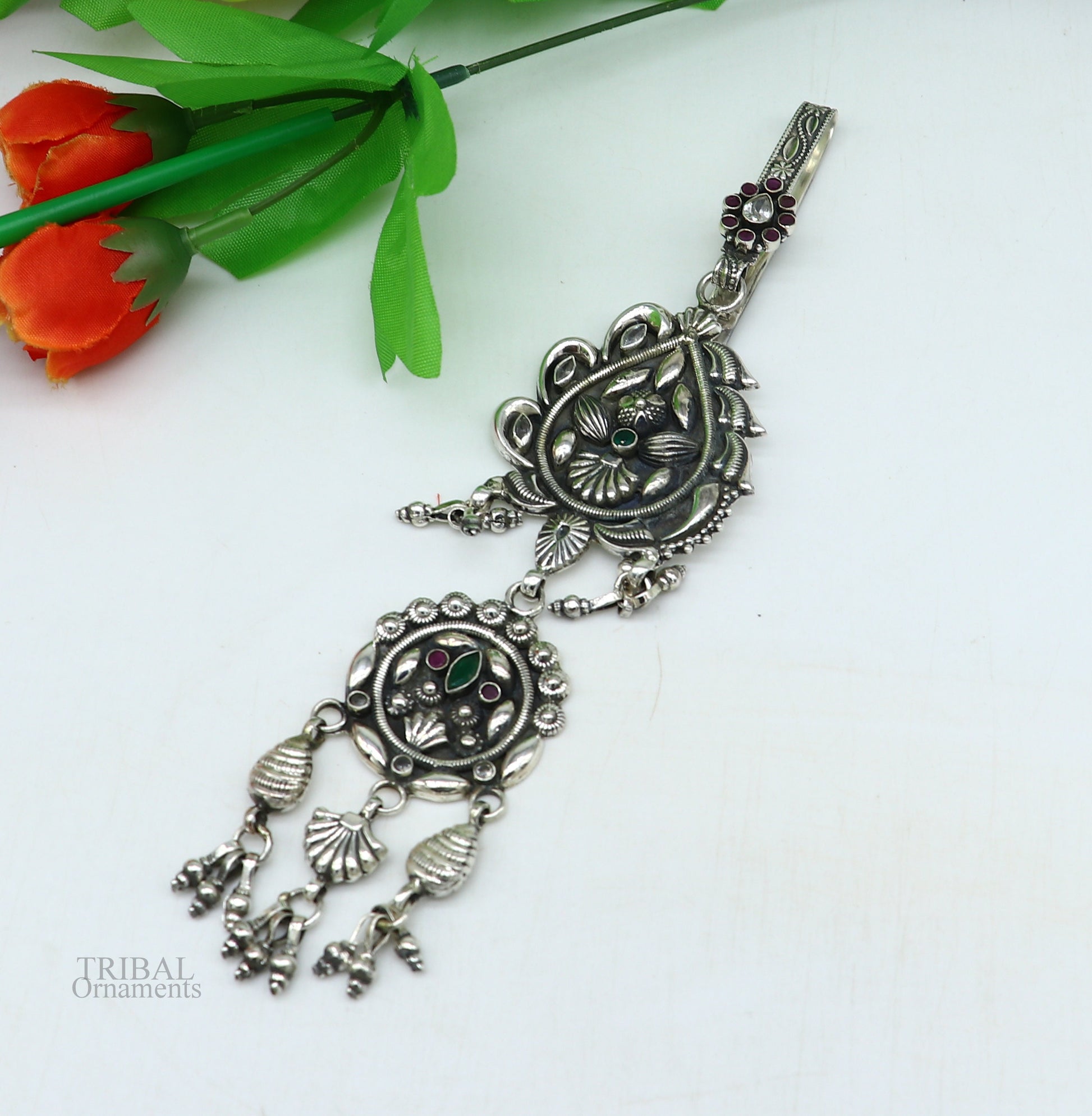 925 Sterling silver Vintage design handmade excellent solid silver key chain fabulous sari pin key chain tribal wedding waist jewelry skey01 - TRIBAL ORNAMENTS