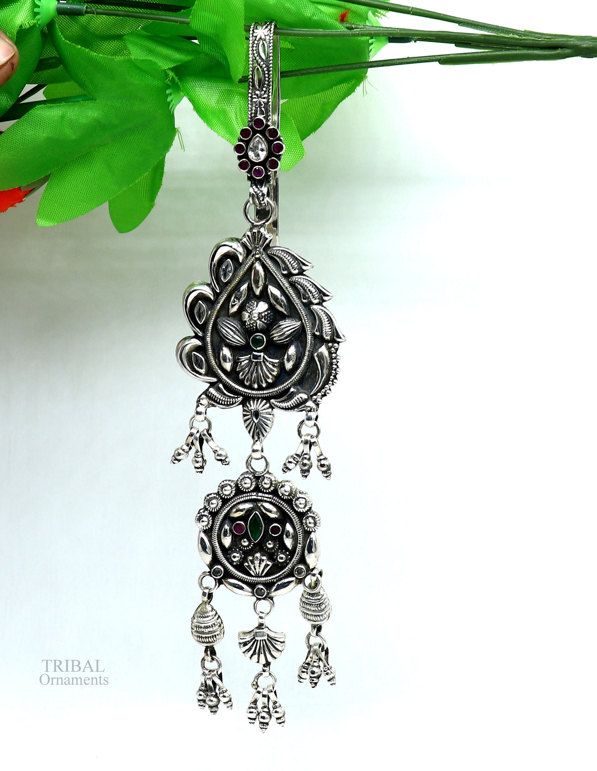 925 Sterling silver Vintage design handmade excellent solid silver key chain fabulous sari pin key chain tribal wedding waist jewelry skey01 - TRIBAL ORNAMENTS