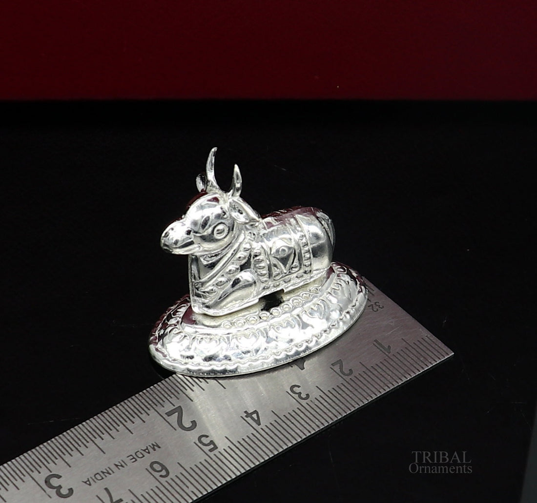 Lord Shiva Vahan Nandi Maharaj sterling silver handmade small article for puja, best gift for lord Shiva, divine statue su614 - TRIBAL ORNAMENTS