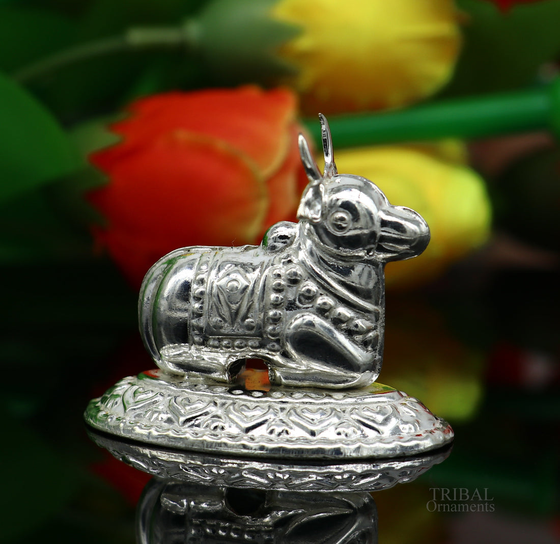 Lord Shiva Vahan Nandi Maharaj sterling silver handmade small article for puja, best gift for lord Shiva, divine statue su614 - TRIBAL ORNAMENTS