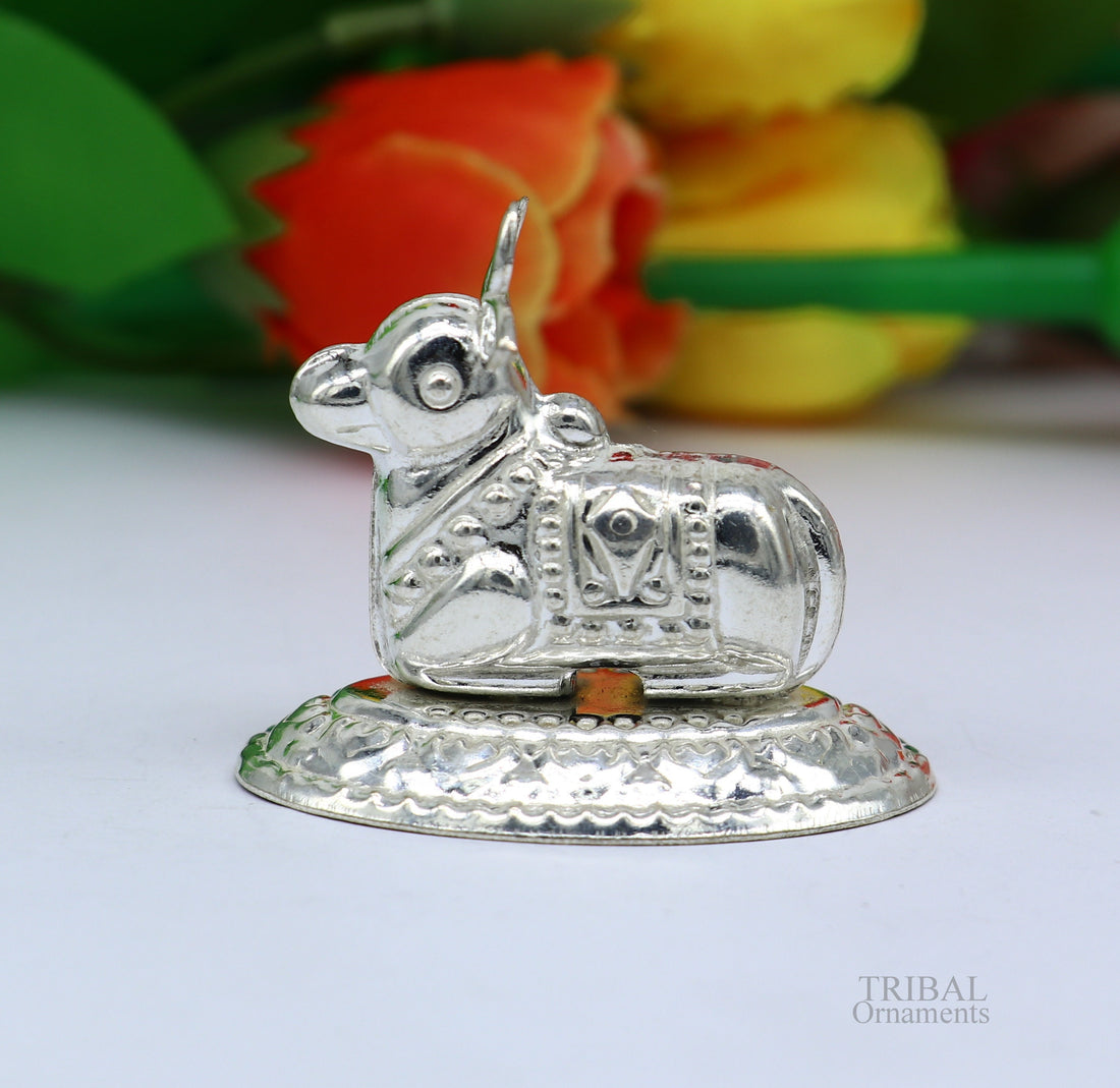 Lord Shiva Vahan Nandi Maharaj sterling silver handmade small article for puja, best gift for lord Shiva, divine statue su614 - TRIBAL ORNAMENTS