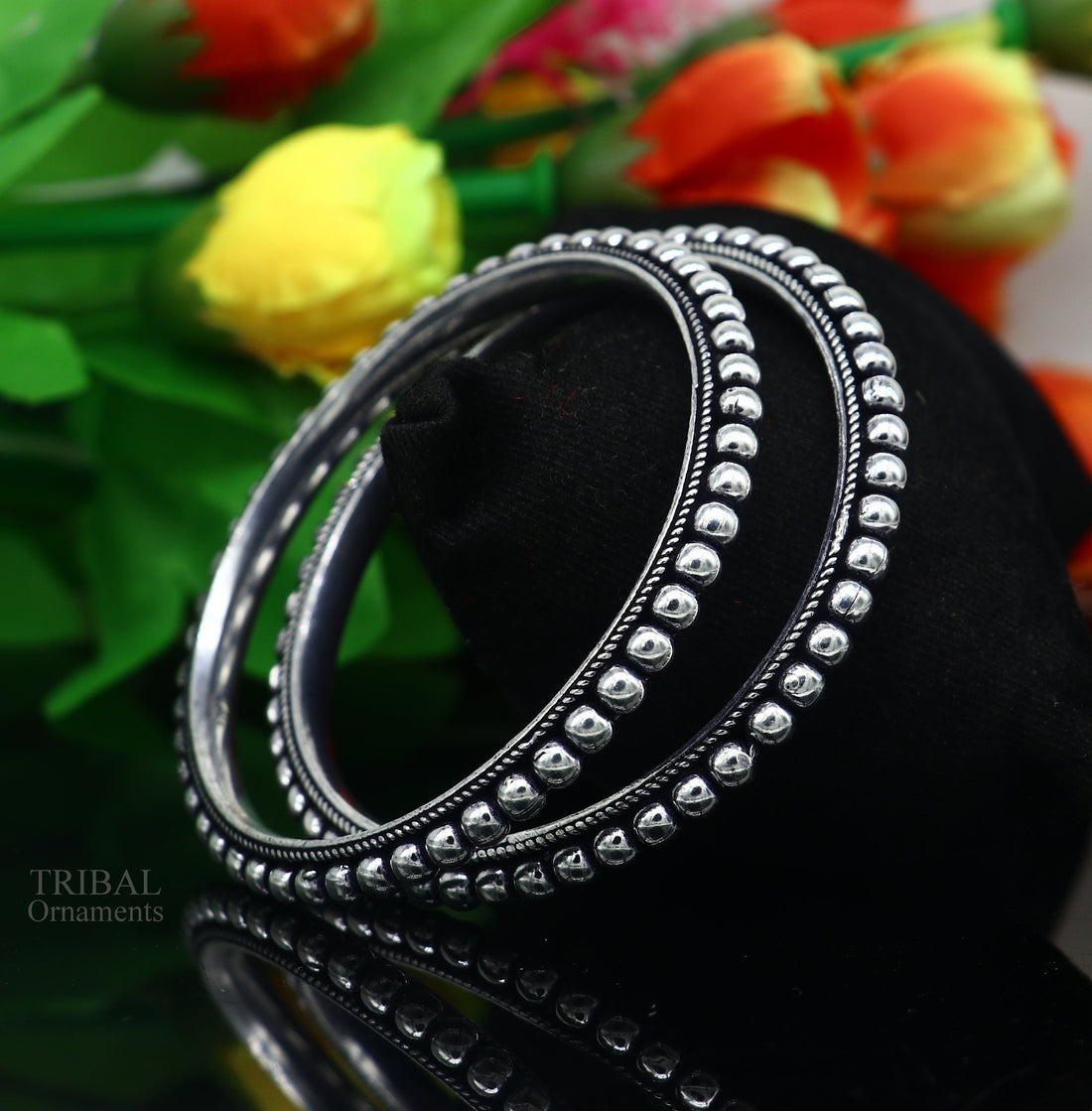 925 sterling silver amazing Waved style beaded bangle bracelet, excellent custom made oxidized personalized bangles for belly dance nba275 - TRIBAL ORNAMENTS