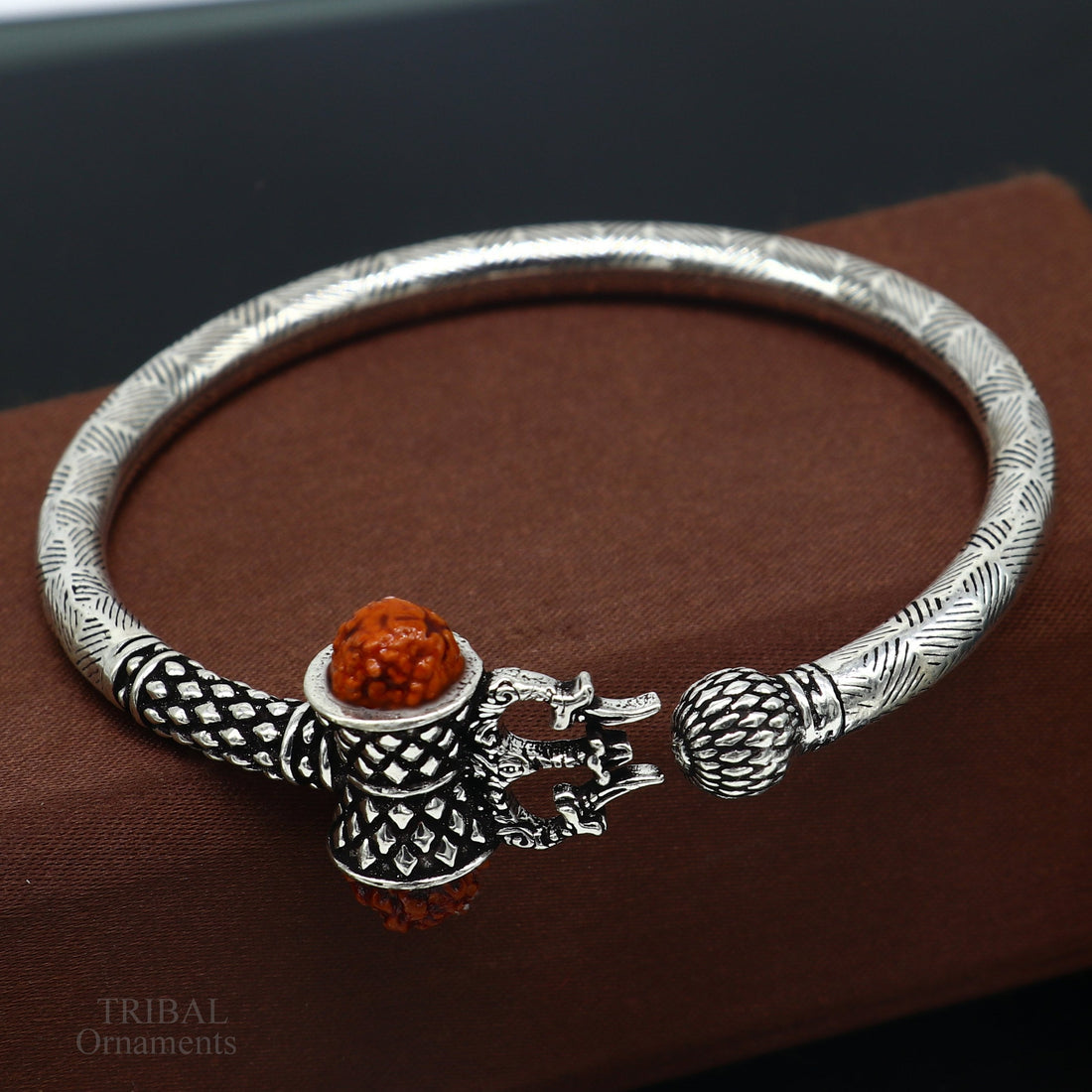 Exclusive stunning 925 sterling silver handmade Shiva rudraksha Trishul bangle bracelet kada, excellent Bahubali trident kada gift nssk579 - TRIBAL ORNAMENTS
