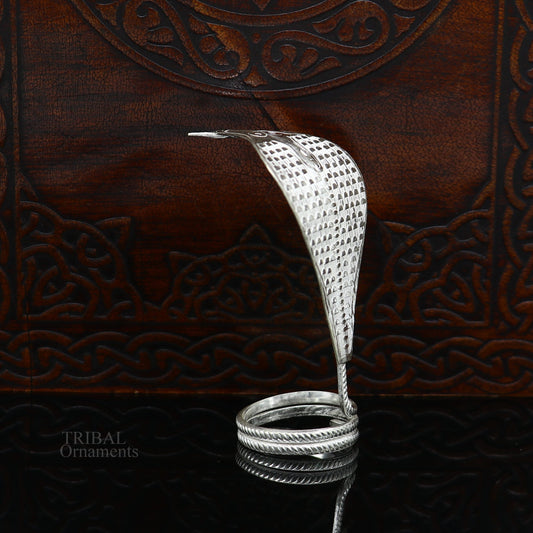 Shiva Snake Solid silver handmade Divine vintage style mini snake or shiva snake for puja or worshipping, solid Diwali puja article su627 - TRIBAL ORNAMENTS