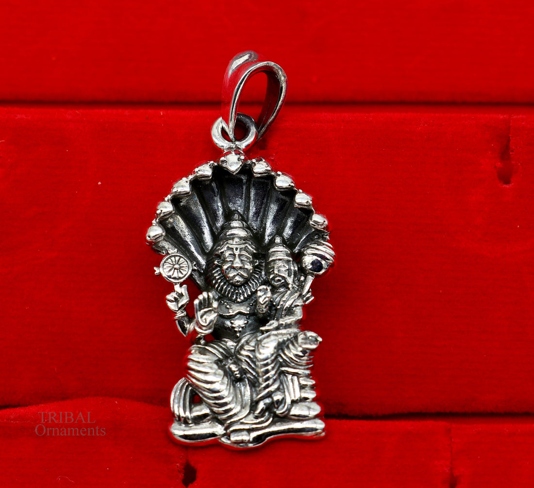 925 sterling silver handmade Vishnu with Laxmi (narsimha)pendant, amazing stylish unisex pendant personalized jewelry ssp445 - TRIBAL ORNAMENTS