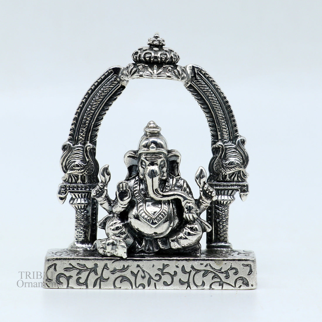 925 Sterling silver Lord Ganesh Idol, Pooja Articles, Silver Idols Figurine, handcrafted Lord Ganesh statue sculpture Diwali puja gift su229 - TRIBAL ORNAMENTS