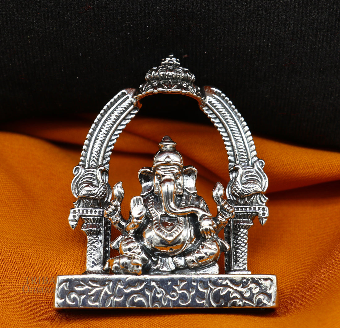 925 Sterling silver Lord Ganesh Idol, Pooja Articles, Silver Idols Figurine, handcrafted Lord Ganesh statue sculpture Diwali puja gift su229 - TRIBAL ORNAMENTS