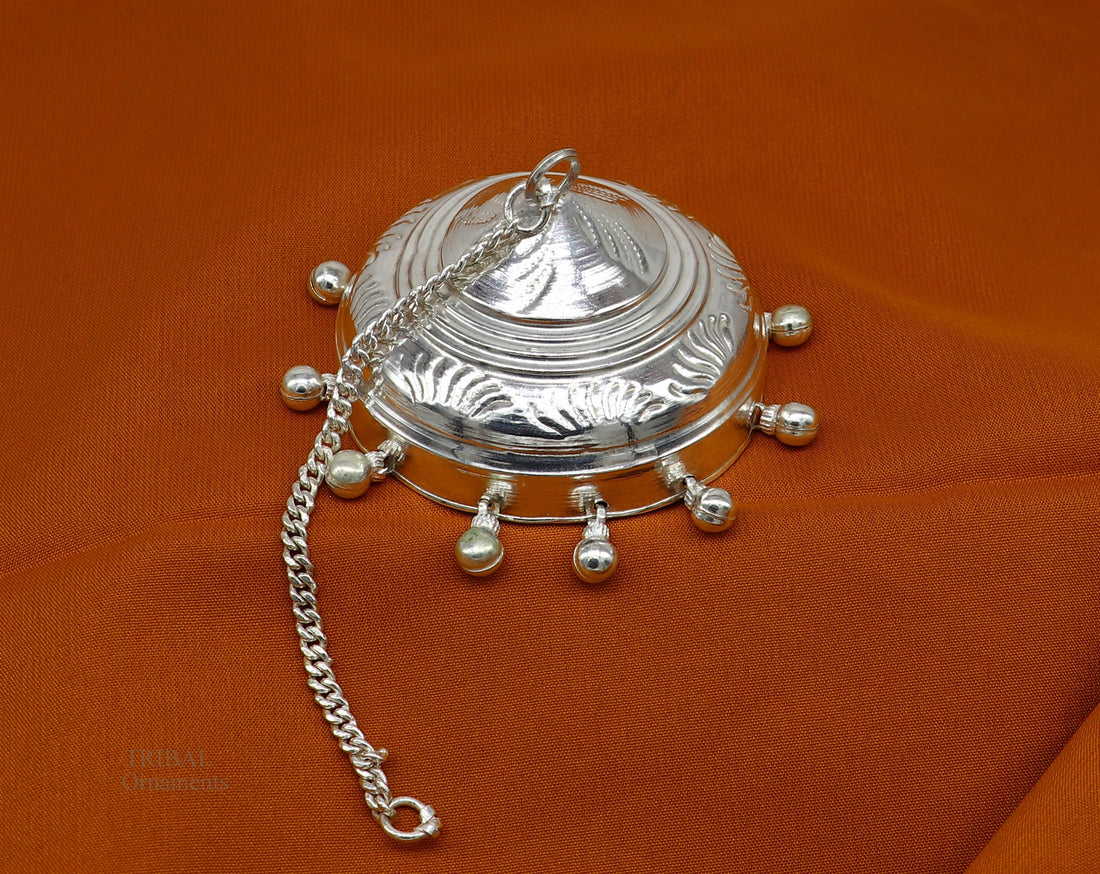 Solid Silver idol's chattar or chhatra, silver umbrella god temple art, hand craved Solid silver temple article, temple utensils su630 - TRIBAL ORNAMENTS