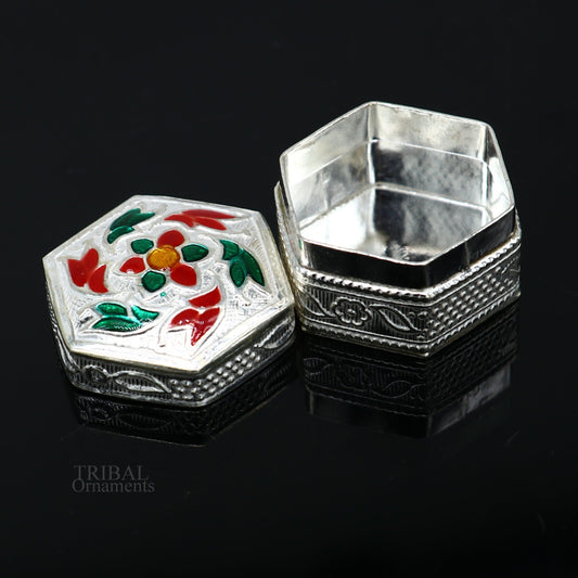 925 sterling silver vintage design brides gift kajal box, trinket box, sindur box, eyeliner box, silver utensils, best bridal gift stb344 - TRIBAL ORNAMENTS