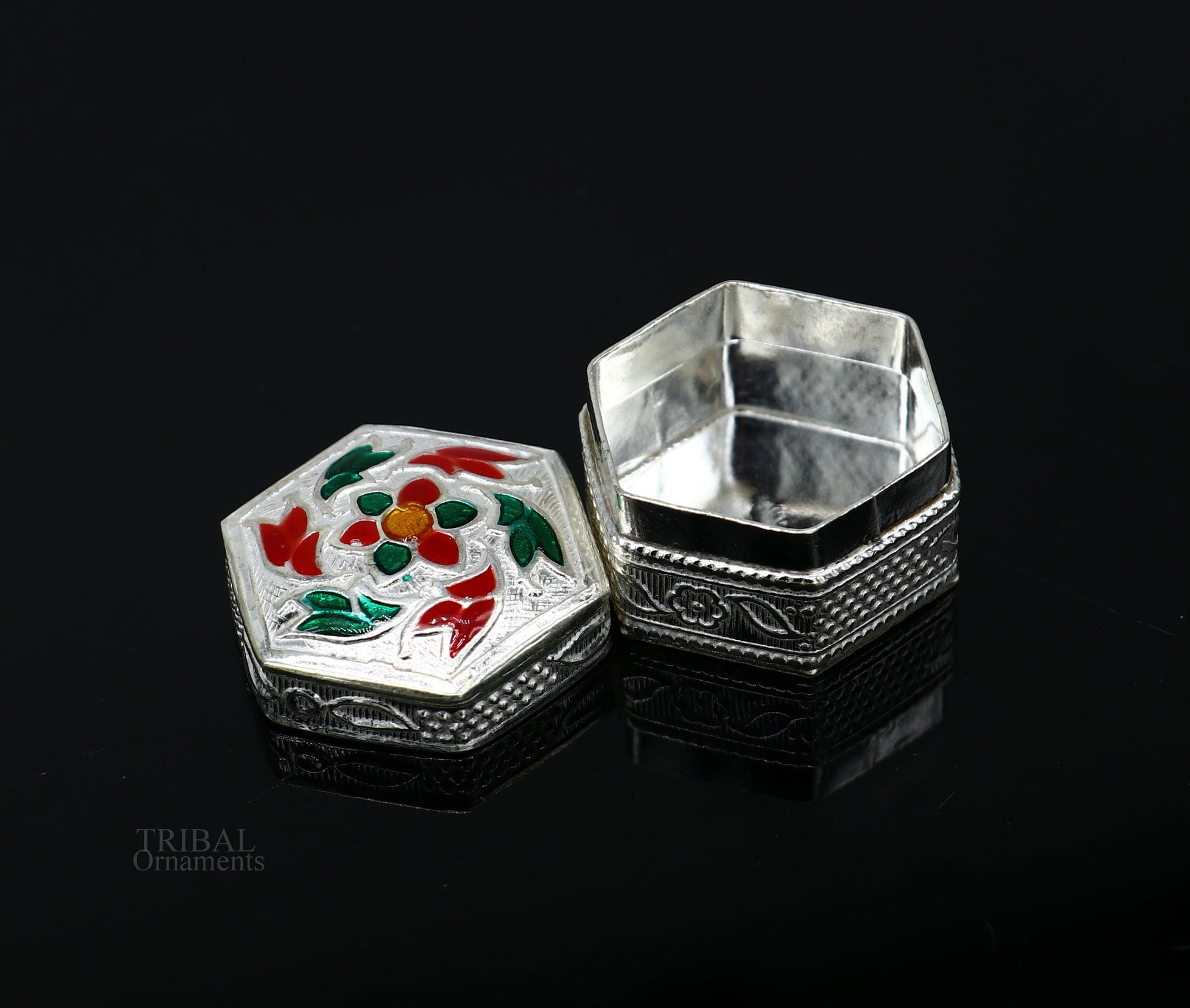 925 sterling silver vintage design brides gift kajal box, trinket box, sindur box, eyeliner box, silver utensils, best bridal gift stb344 - TRIBAL ORNAMENTS