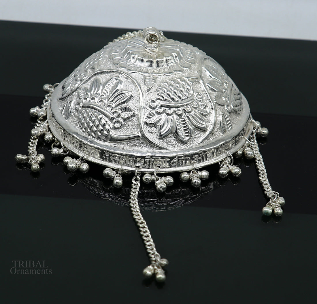 Handmade Solid Silver nakshi work chattar or chhatra, silver umbrella god temple art, sterling silver article, temple utensils su635 - TRIBAL ORNAMENTS