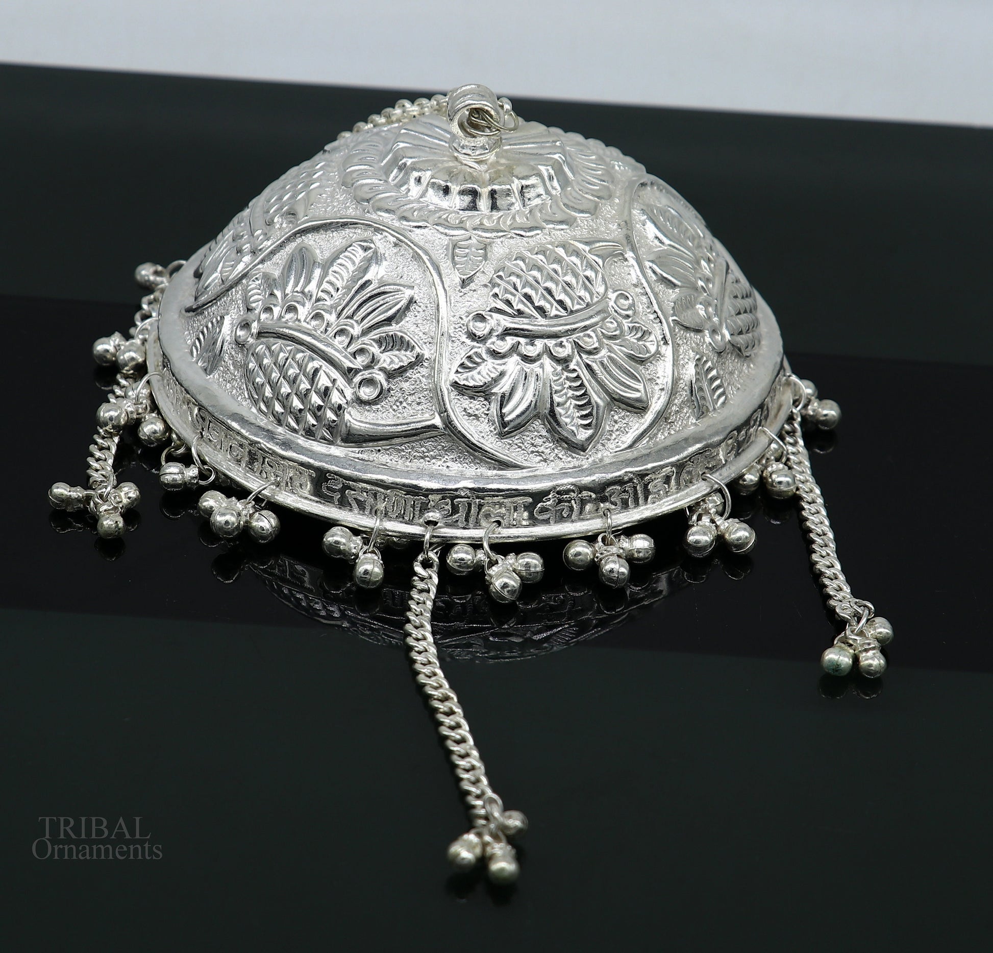 Handmade Solid Silver nakshi work chattar or chhatra, silver umbrella god temple art, sterling silver article, temple utensils su635 - TRIBAL ORNAMENTS