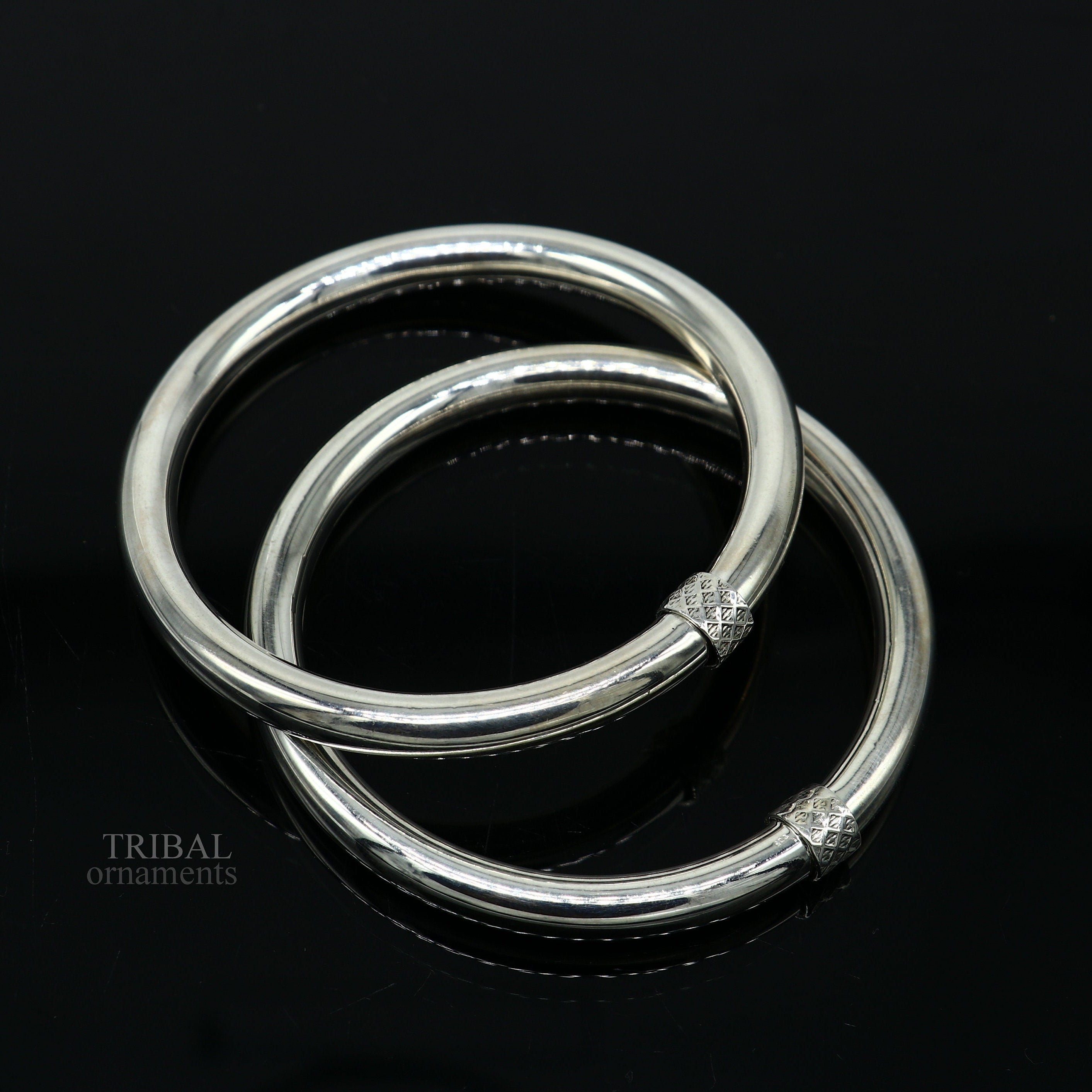 925 sterling silver plain shiny bright bangle bracelet kada