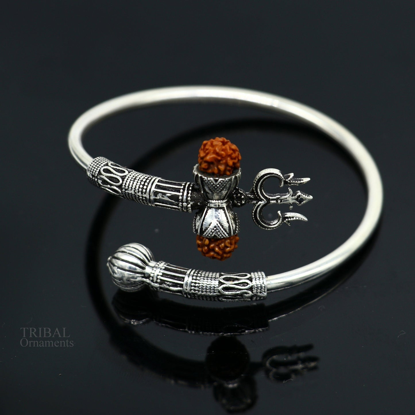 925 sterling silver handmade Shiva Trishul bangle bracelet Rudraksha kada, excellent Bahubali trident kada bracelet gift nsk427 - TRIBAL ORNAMENTS