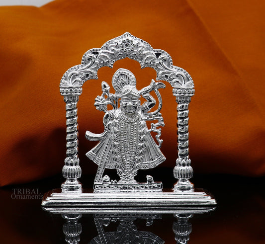 Sterling silver handmade design Indian Idols Lord krishna Shrinathji statue figurine, puja articles decorative gift diwali puja art448 - TRIBAL ORNAMENTS