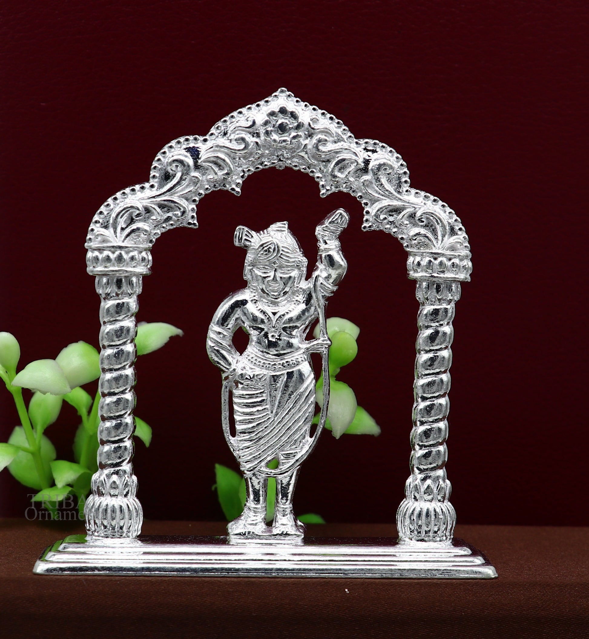 Sterling silver handmade design Indian Idols Lord krishna Shrinathji statue figurine, puja articles decorative gift diwali puja art449 - TRIBAL ORNAMENTS