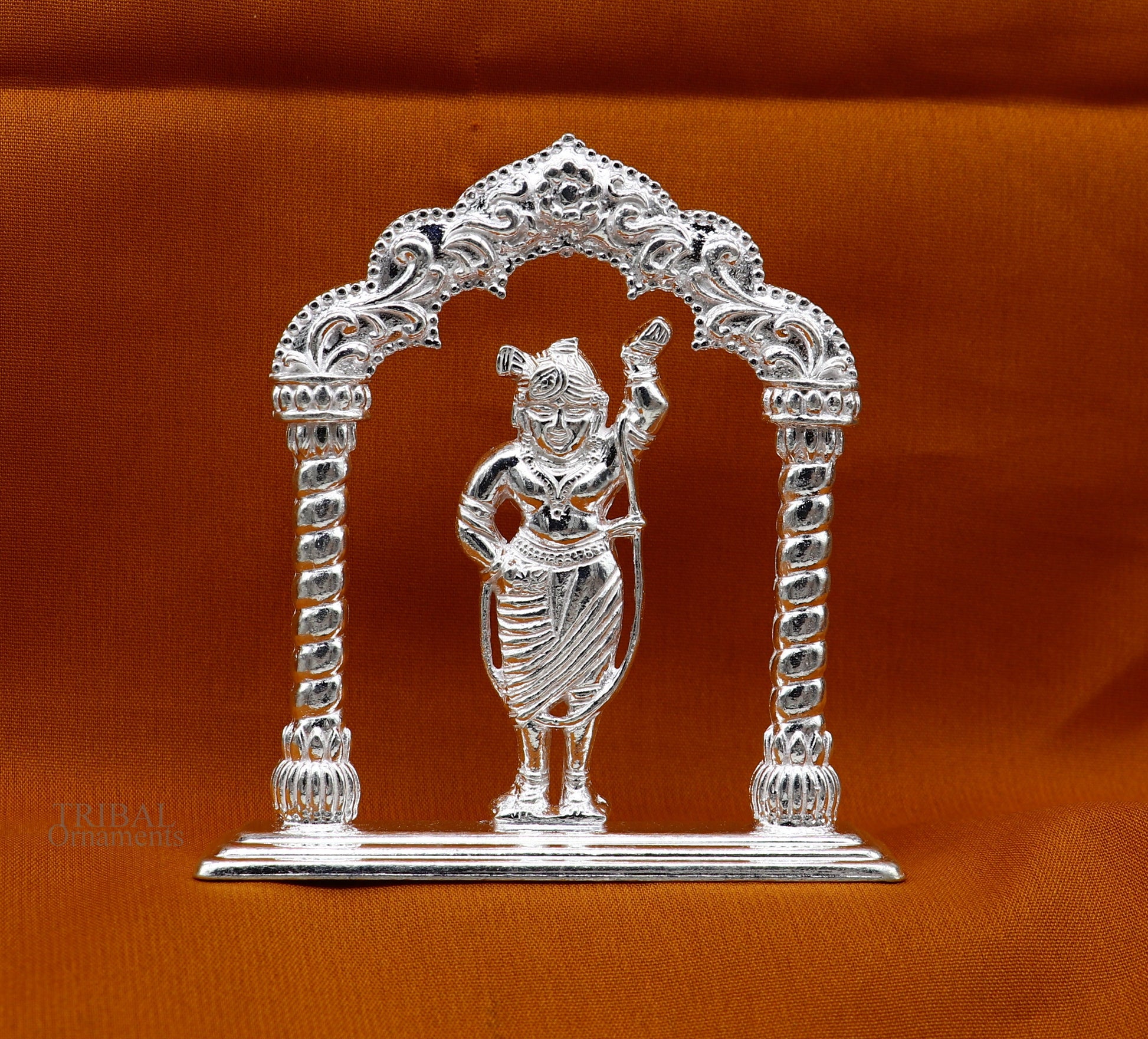 Sterling silver handmade design Indian Idols Lord krishna Shrinathji statue figurine, puja articles decorative gift diwali puja art449 - TRIBAL ORNAMENTS