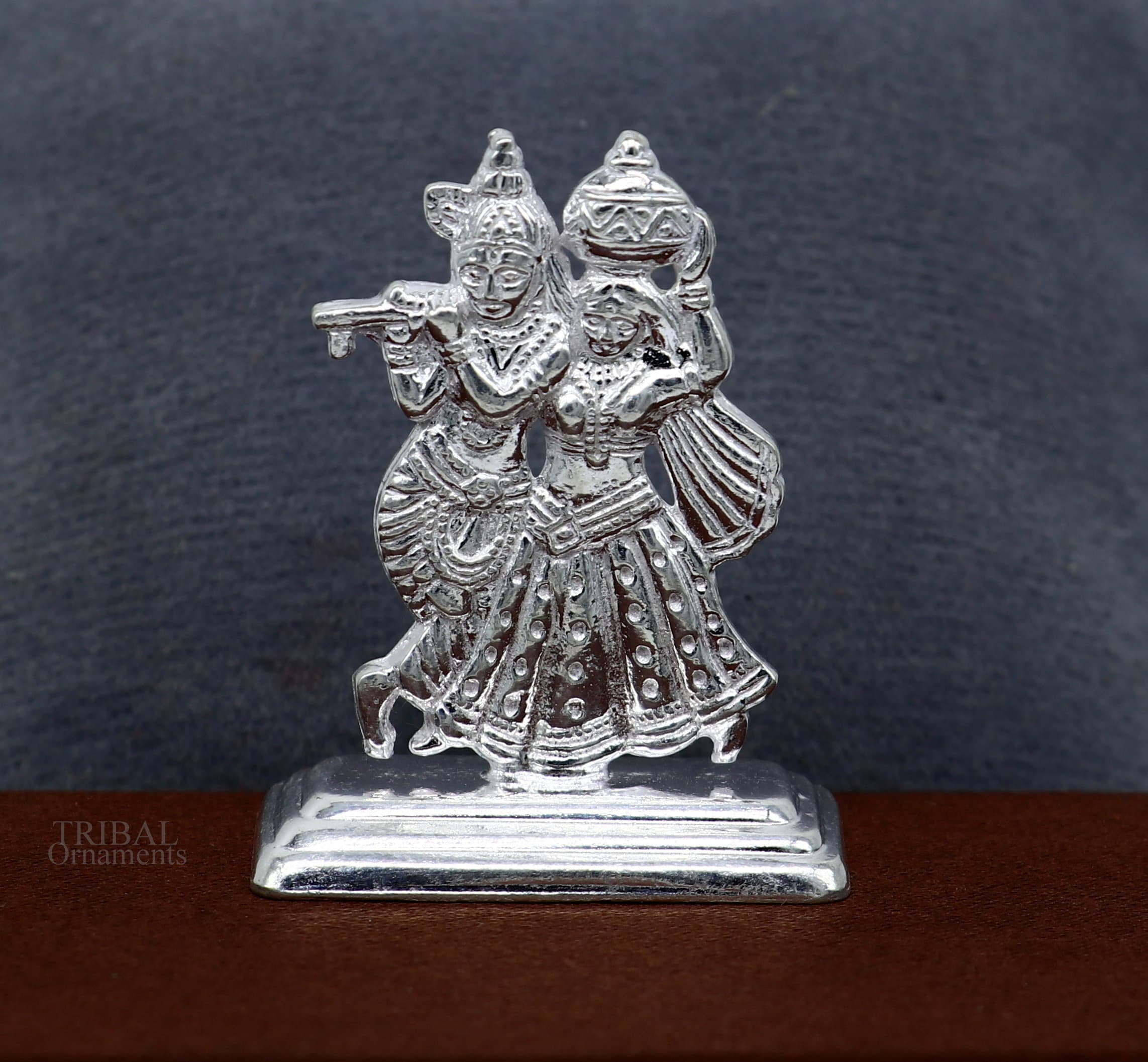 Gorgeous Silver Radha Krishna Murti in Color | 5