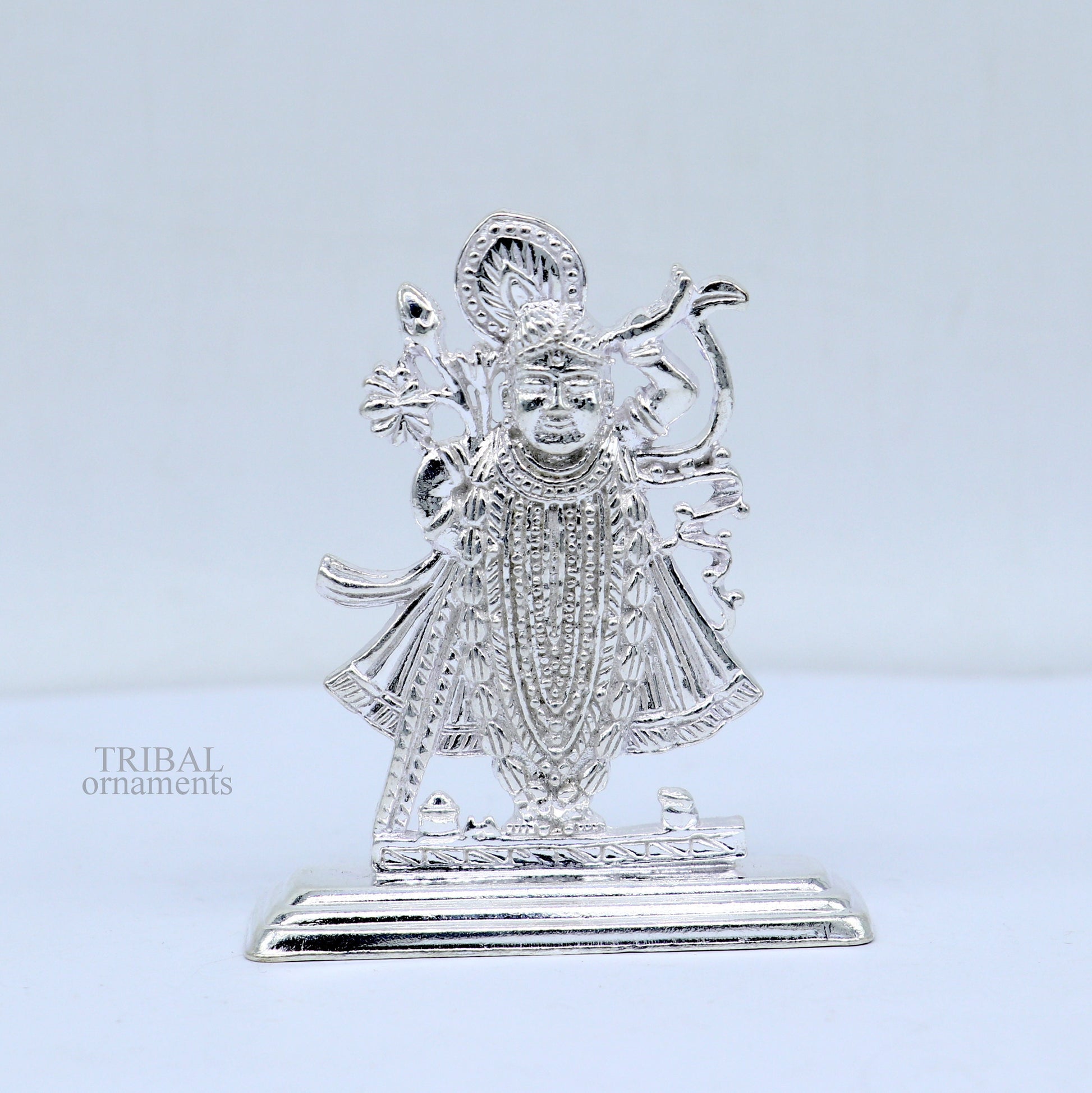 Divine lord krishna narayan avtar shri Nathji statue figurine solid silver article, best gift for decor your car front for blessing art472 - TRIBAL ORNAMENTS