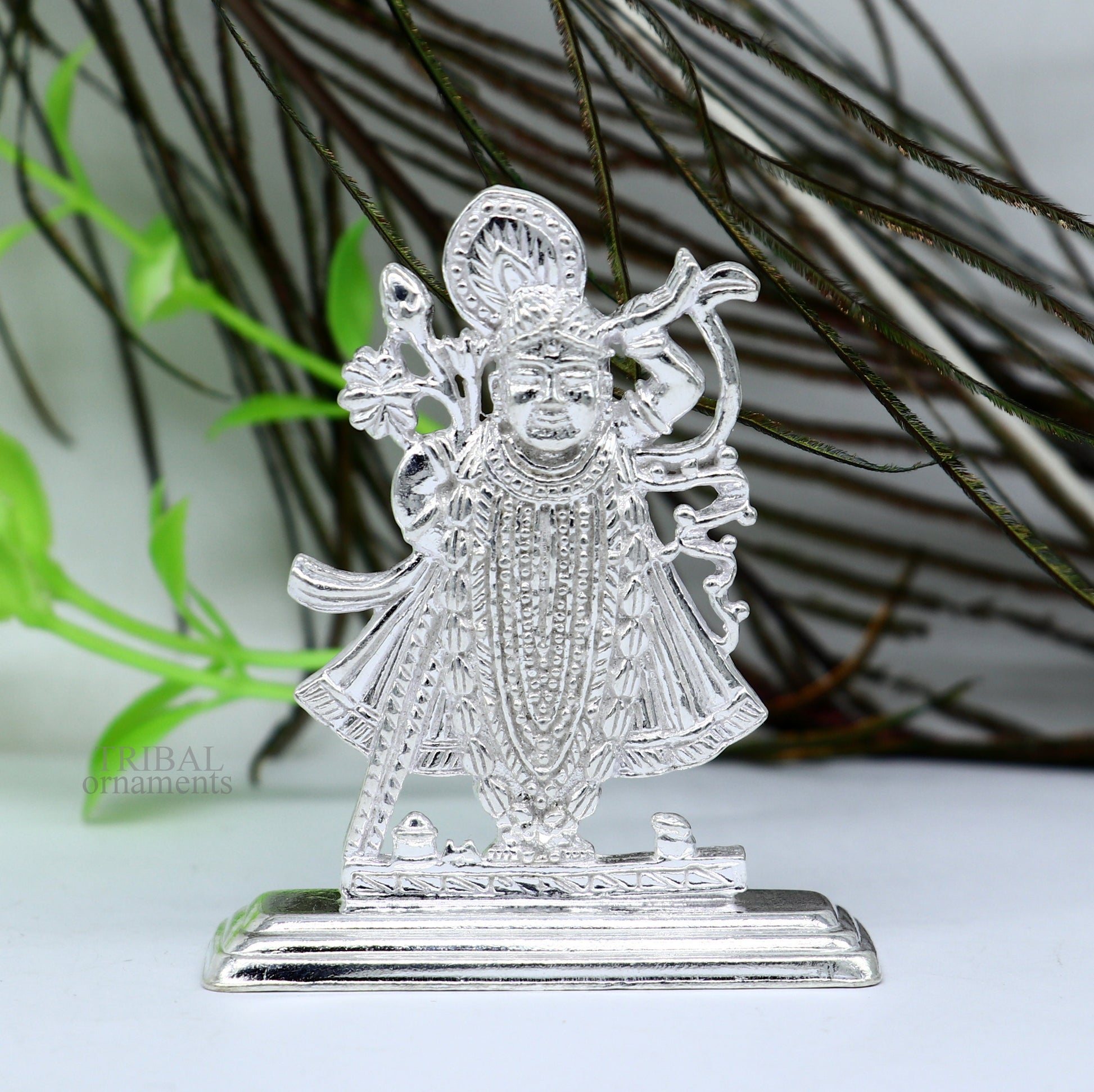 Divine lord krishna narayan avtar shri Nathji statue figurine solid silver article, best gift for decor your car front for blessing art472 - TRIBAL ORNAMENTS