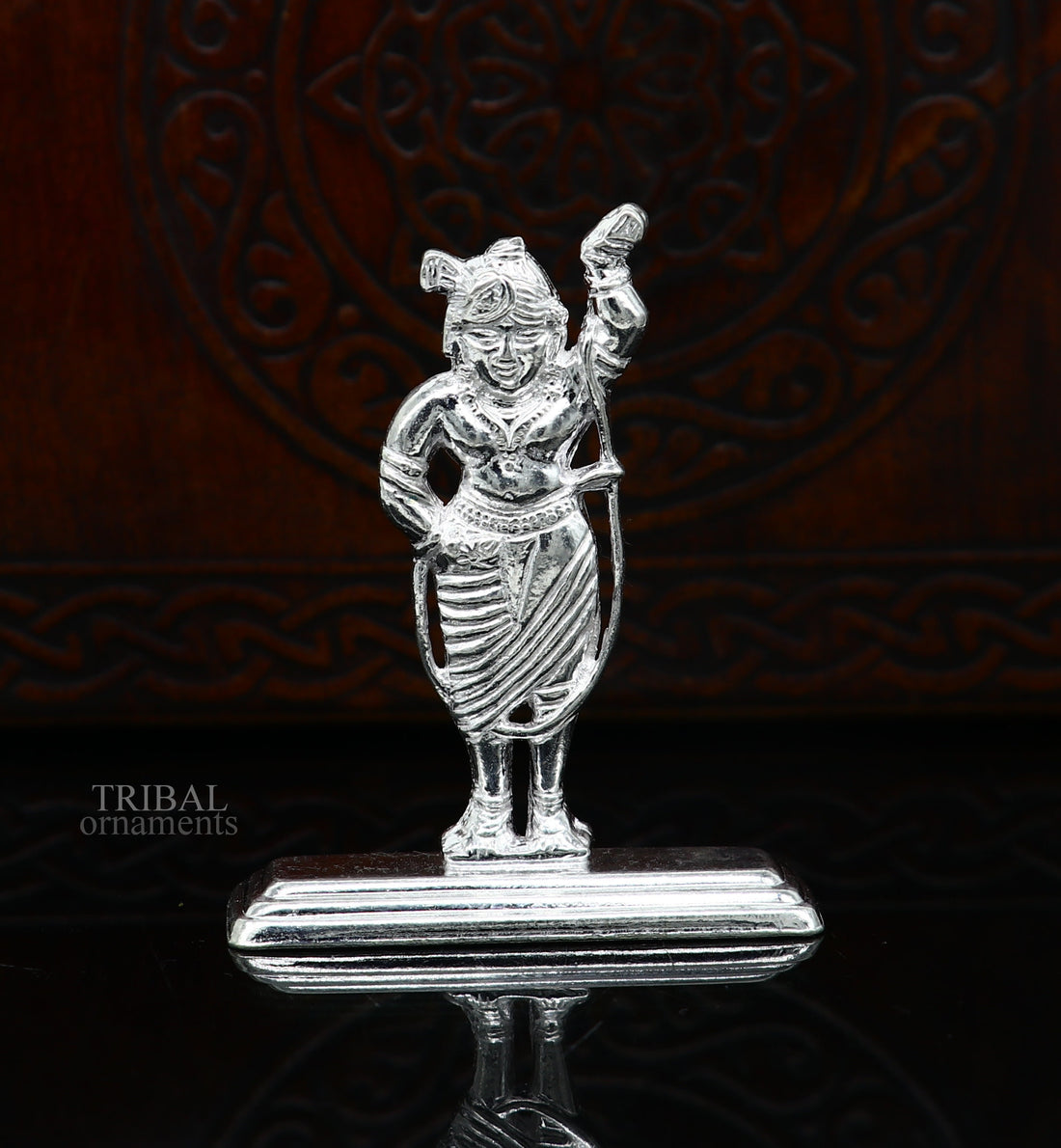 Silver lord krishna narayan avtar shri Nathji statue figurine, solid silver article, best gift for décor your car front for blessing art455 - TRIBAL ORNAMENTS