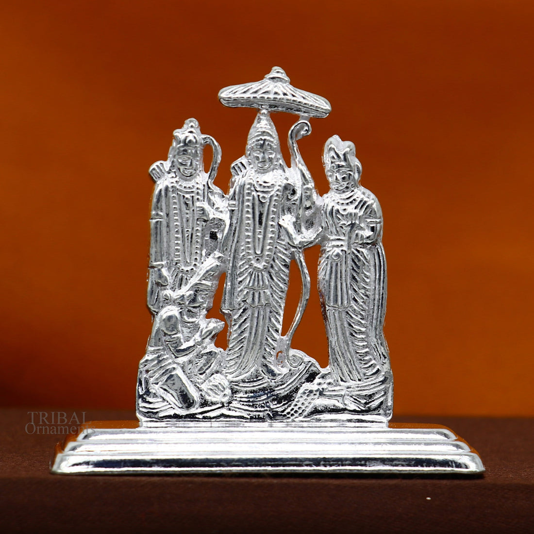 Sterling silver handmade Divine Hindu god Rama Laxman seeta and Hanuman blessing Statue, Ram Darbar Divine figurine puja article art464 - TRIBAL ORNAMENTS