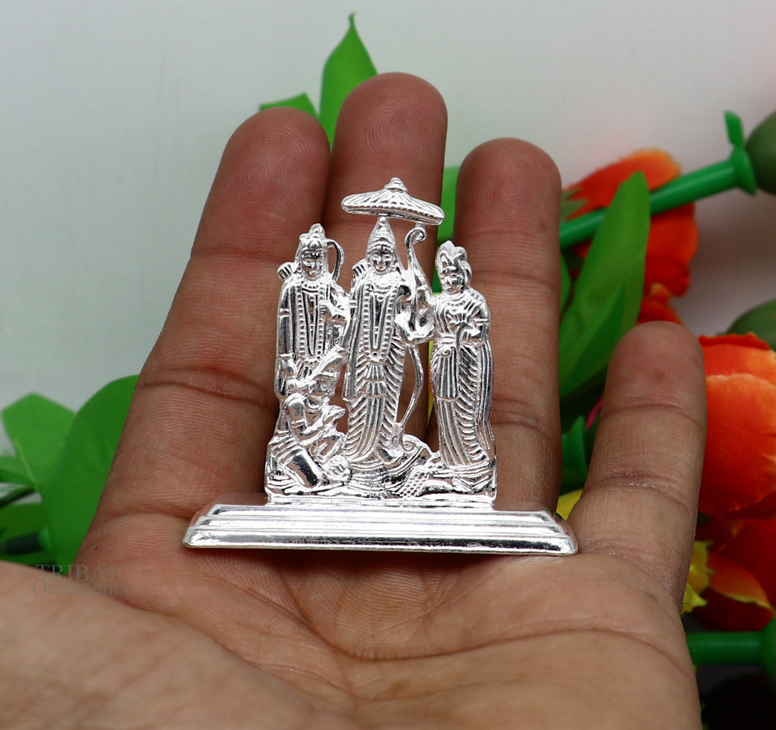 Sterling silver handmade Divine Hindu god Rama Laxman seeta and Hanuman blessing Statue, Ram Darbar Divine figurine puja article art464 - TRIBAL ORNAMENTS