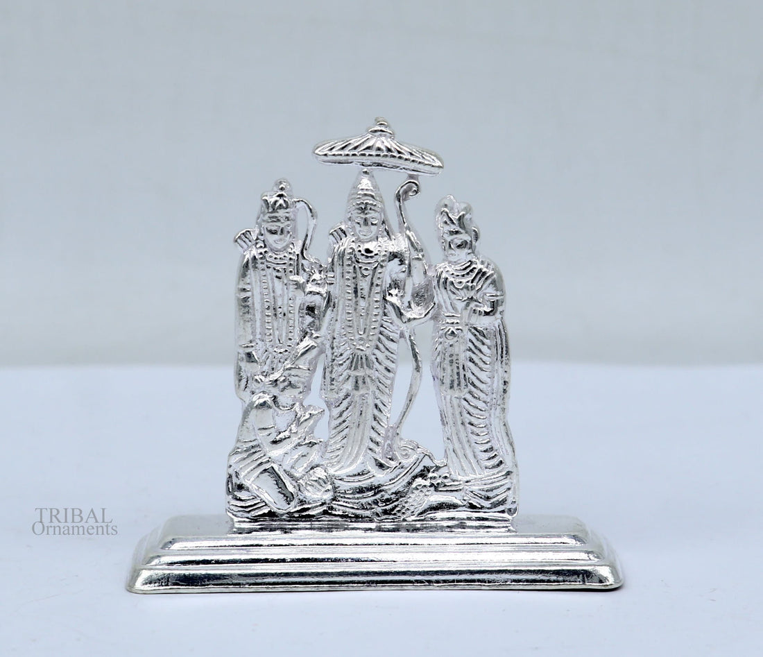 Sterling silver handmade Divine Hindu god Rama Laxman seeta and Hanuman blessing Statue, Ram Darbar Divine figurine puja article art464 - TRIBAL ORNAMENTS