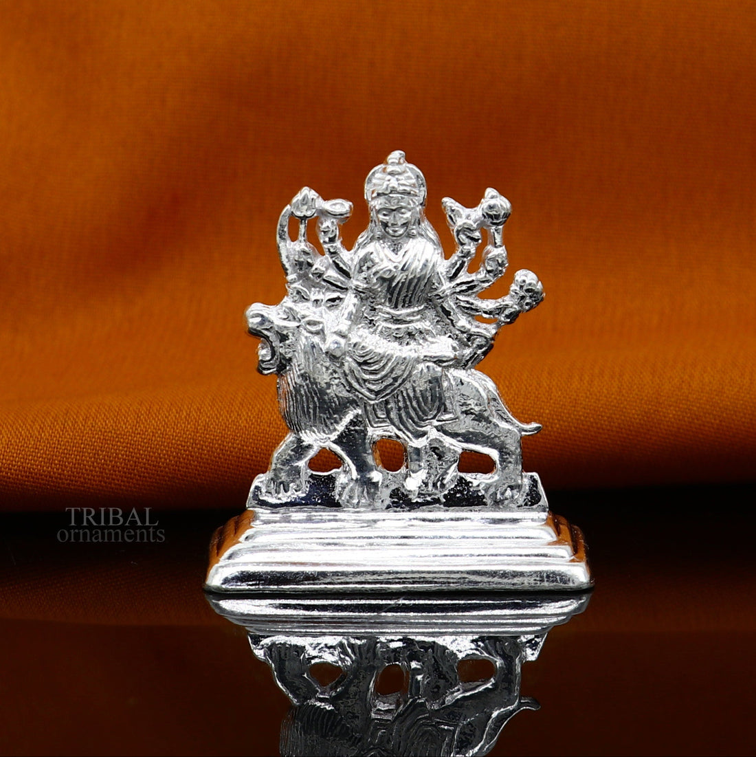 Sterling silver Goddess Durga maa, Pooja Articles, Indian Silver Idols, handcrafted Mataji statue sculpture amazing gifting Art469 - TRIBAL ORNAMENTS