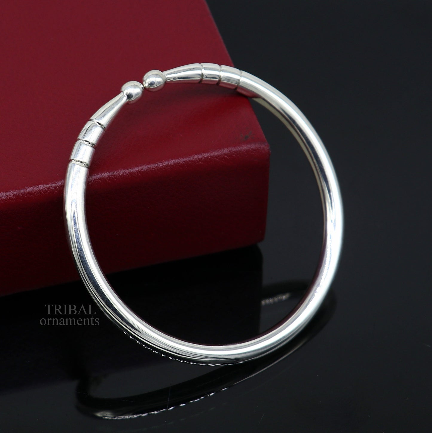 5mm 925 Solid sterling silver handmade design plain shiny bangle bracelet adjustable kada, best personalized gift for unisex nsk430 - TRIBAL ORNAMENTS