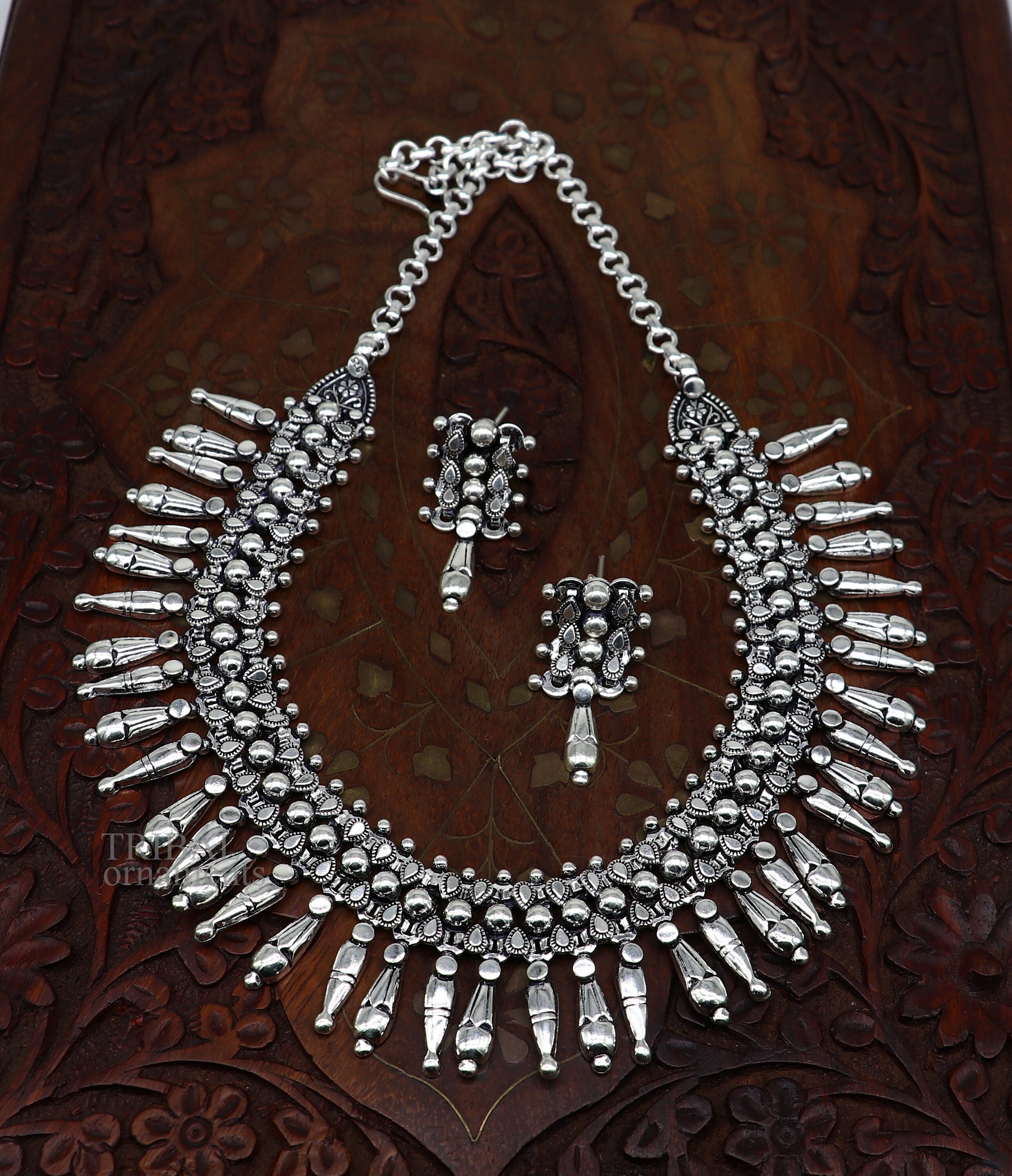 Deals 925 sterling silver handcrafted vintage design ethnic charm necklace excellent gifting tribal brides belly dance jewelry india nec288