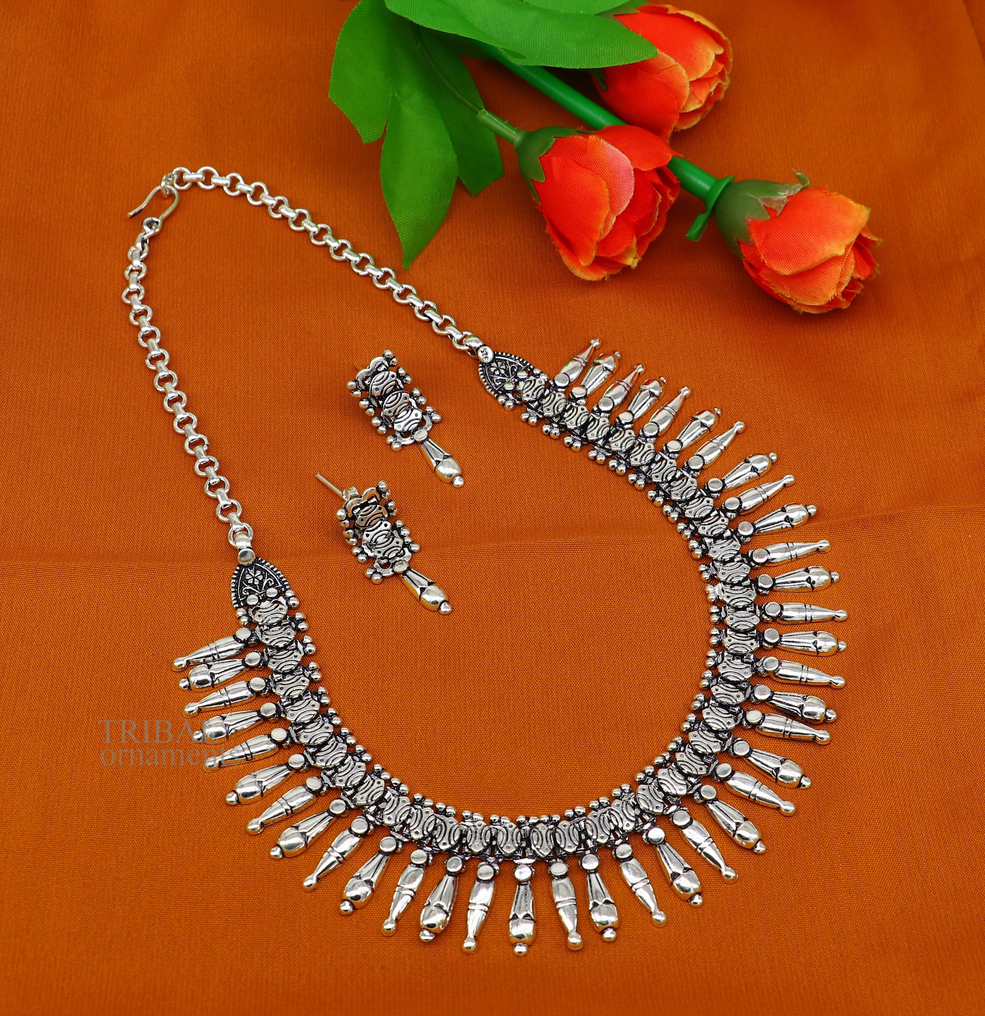 925 sterling silver designer traditional necklace excellent gifting tribal brides belly dance wedding jewelry india nec286 - TRIBAL ORNAMENTS