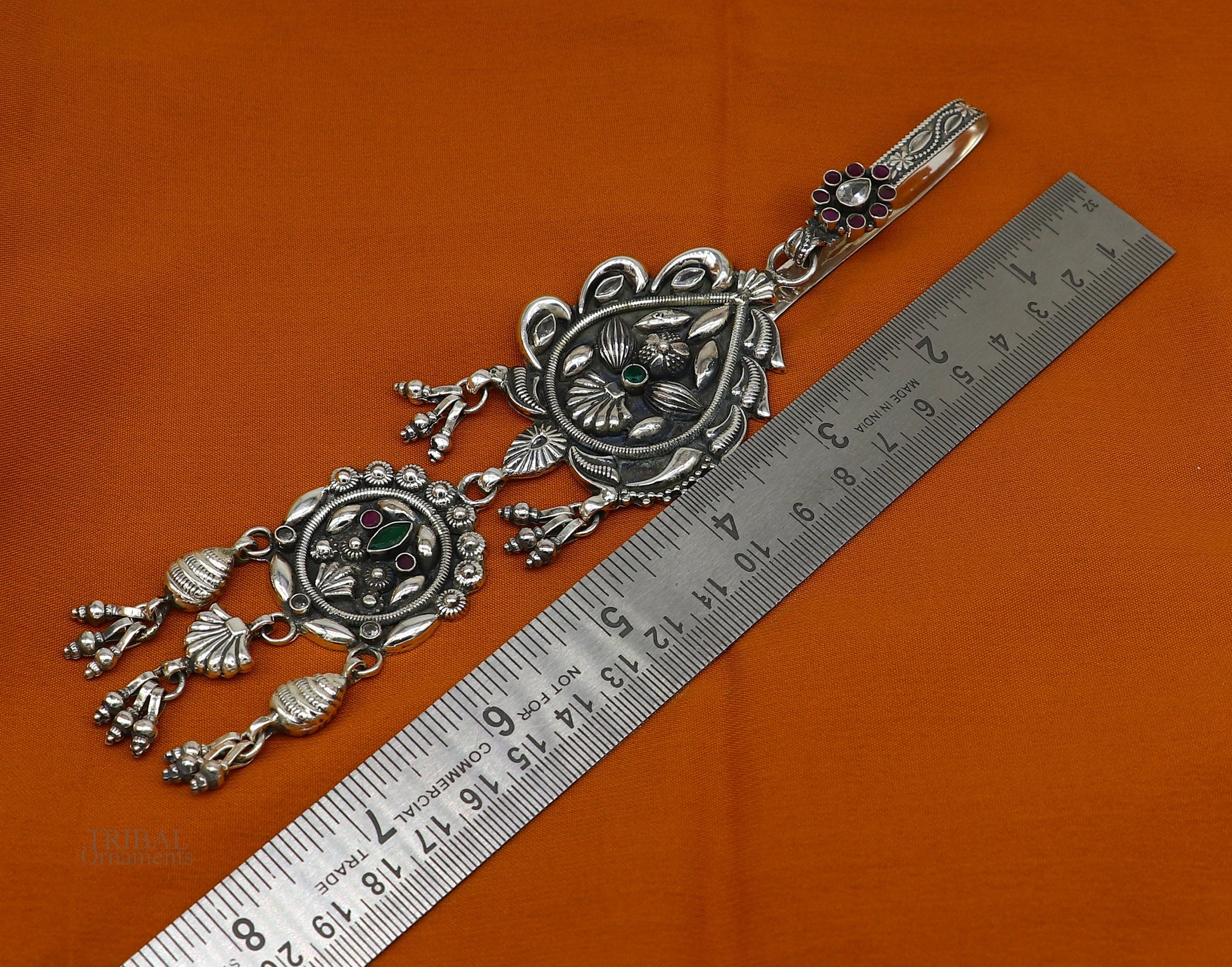 925 Sterling silver Vintage design handmade excellent solid silver key chain fabulous sari pin key chain tribal wedding waist jewelry skey01 - TRIBAL ORNAMENTS
