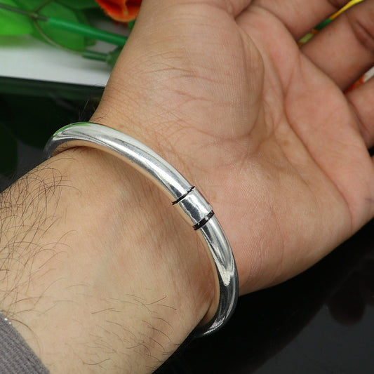 925 sterling silver plain shiny bright bangle bracelet kada, excellent personalized gifting stylish fancy bangle men's or girls nsk425 - TRIBAL ORNAMENTS