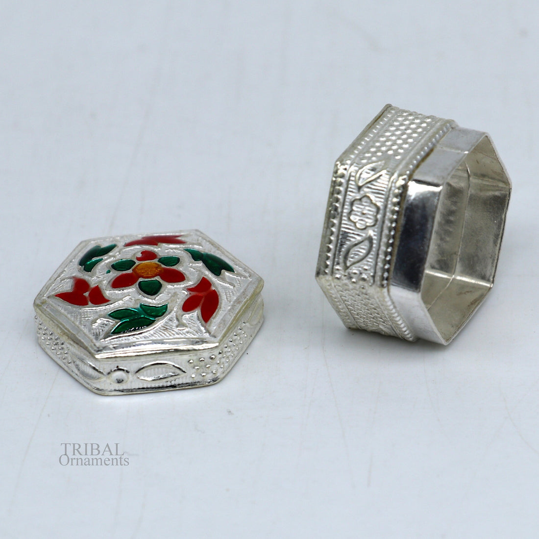 925 sterling silver vintage design brides gift kajal box, trinket box, sindur box, eyeliner box, silver utensils, best bridal gift stb344 - TRIBAL ORNAMENTS
