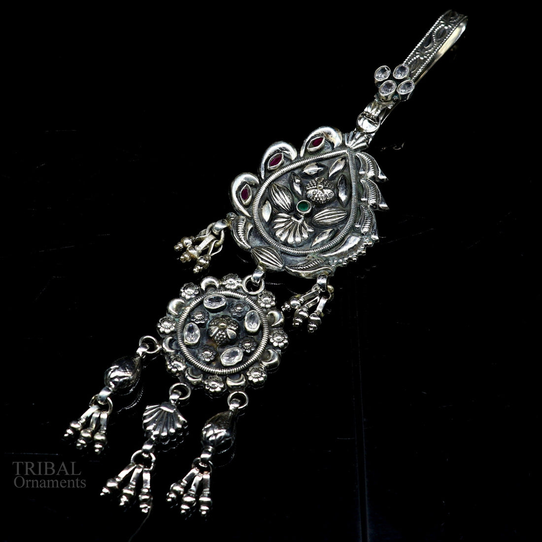 Ethnic wedding sari waist jewelry, pure 925 sterling silver vintage stylish belly dance sari chhalla btooches, waist belly jewelry skey10 - TRIBAL ORNAMENTS