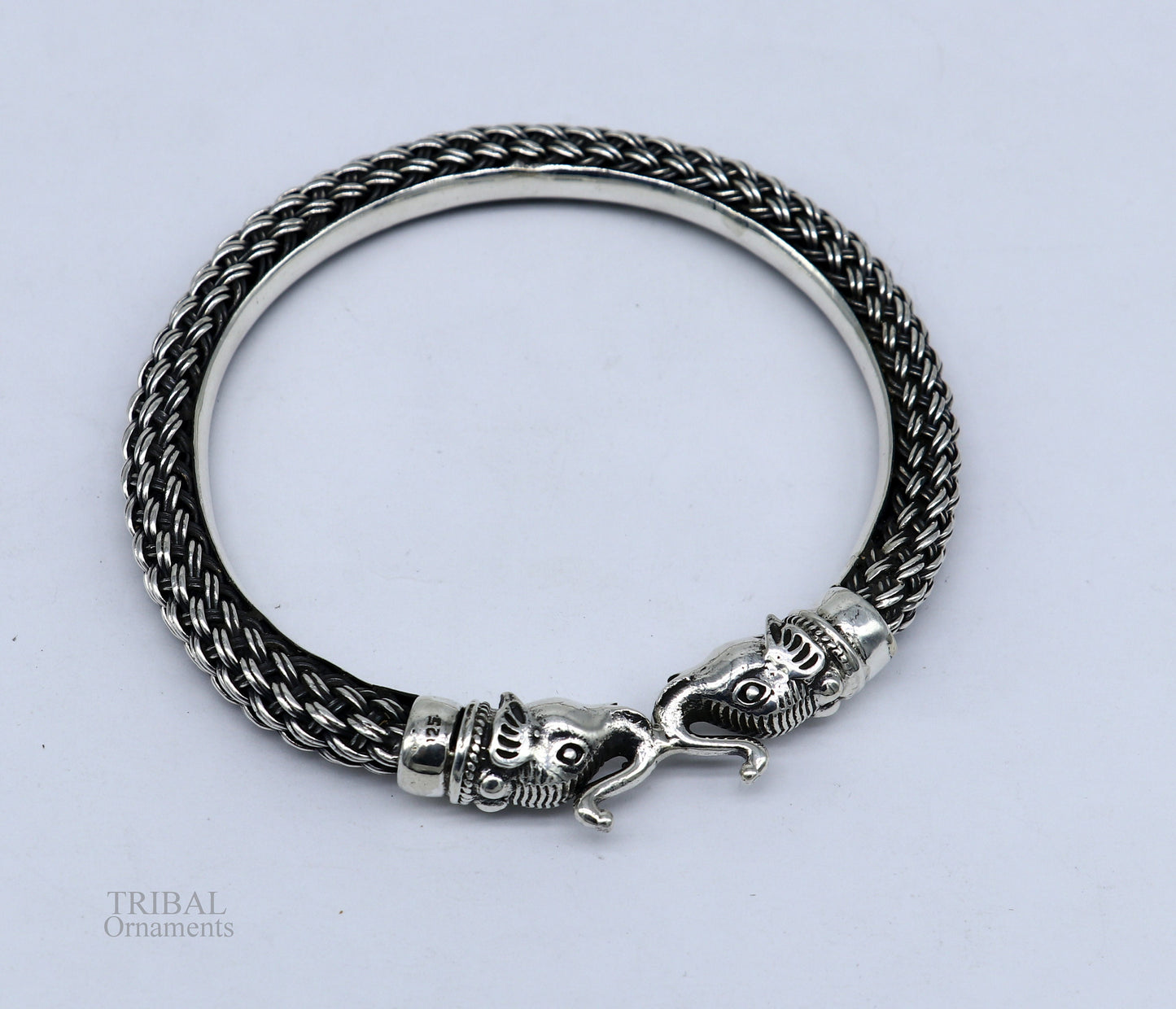 All size 925 sterling silver handmade vintage design stylish elephant face bangle bracelet kada,amazing jewelry from india nsk434 - TRIBAL ORNAMENTS