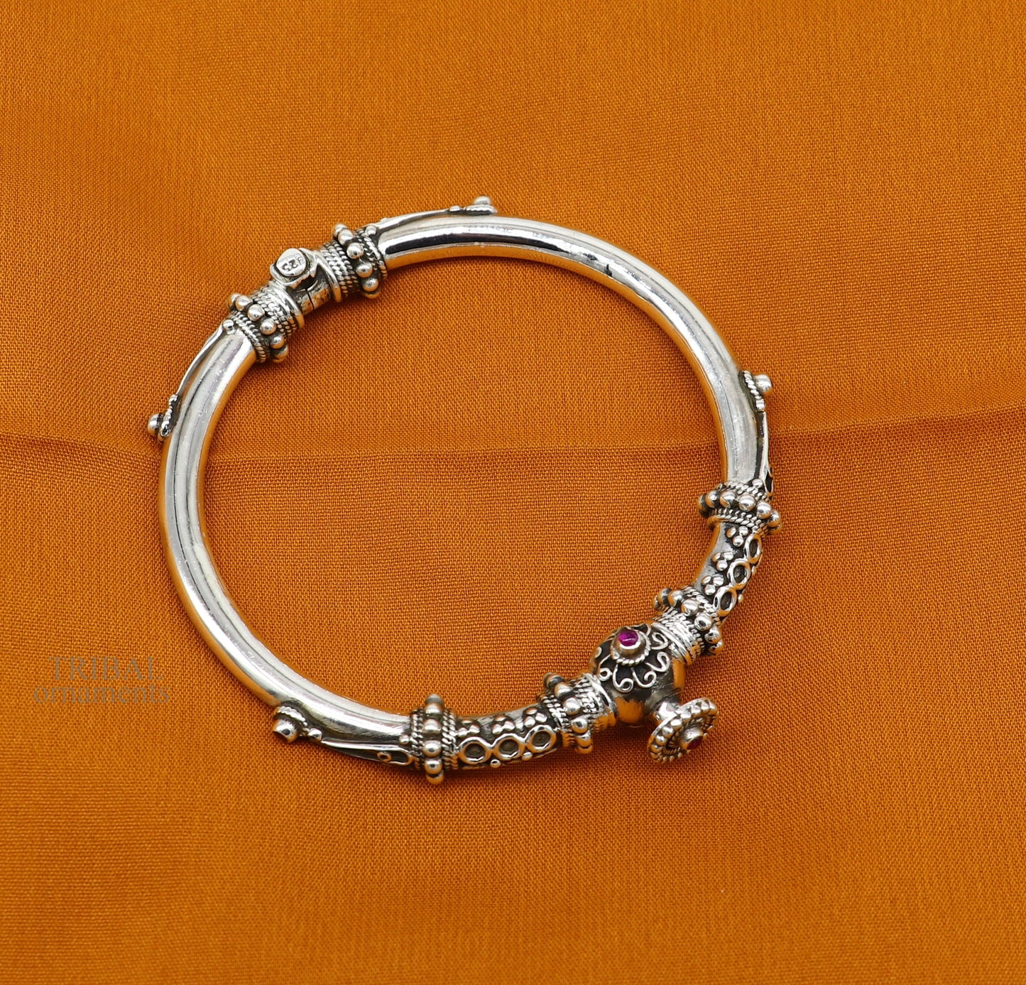 925 Sterling silver handmade Indian traditional vintage design customized tribal ethnic belly dance bangle bracelet gifting kada  nsk437 - TRIBAL ORNAMENTS