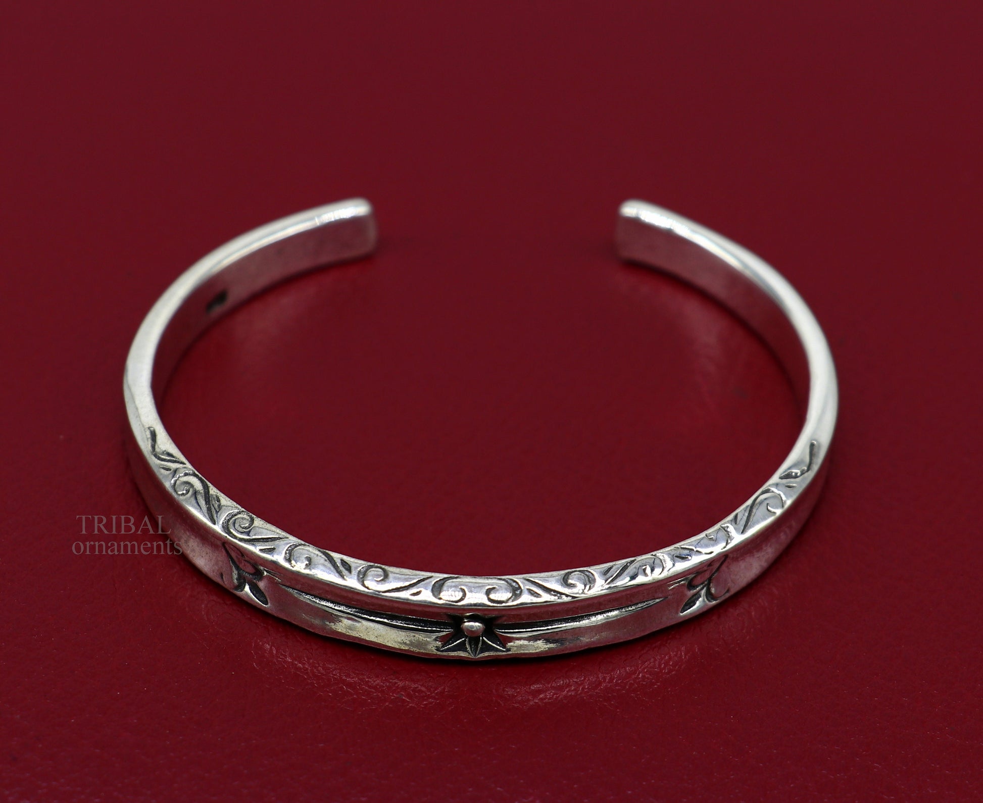 925 sterling silver handmade exclusive vintage design cuff bracelet bangle kada, best unisex stylish fancy gifting jewelry cuff119 - TRIBAL ORNAMENTS